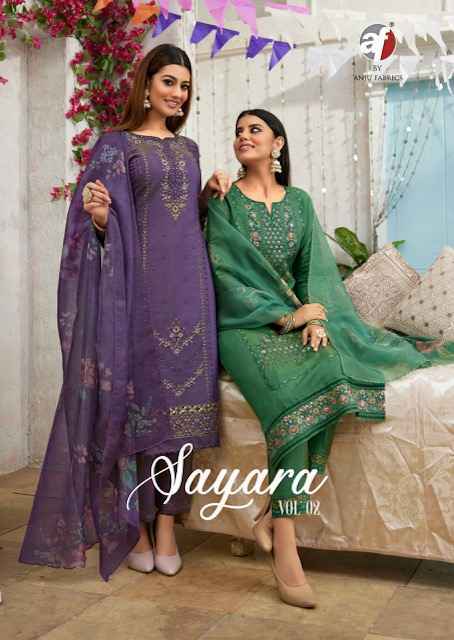 Anju Fabrics Sayara Vol 2 Shimmer Kurti Set Wholesale Price ( 5 Pcs Catalog )