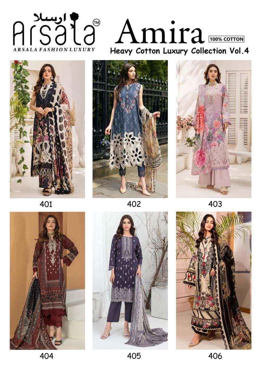 ARSALA FASHION AMIRA VOL 4 LAWN COTTON PAKISTANI SUITS ( 6 PCS CATALOGUE )