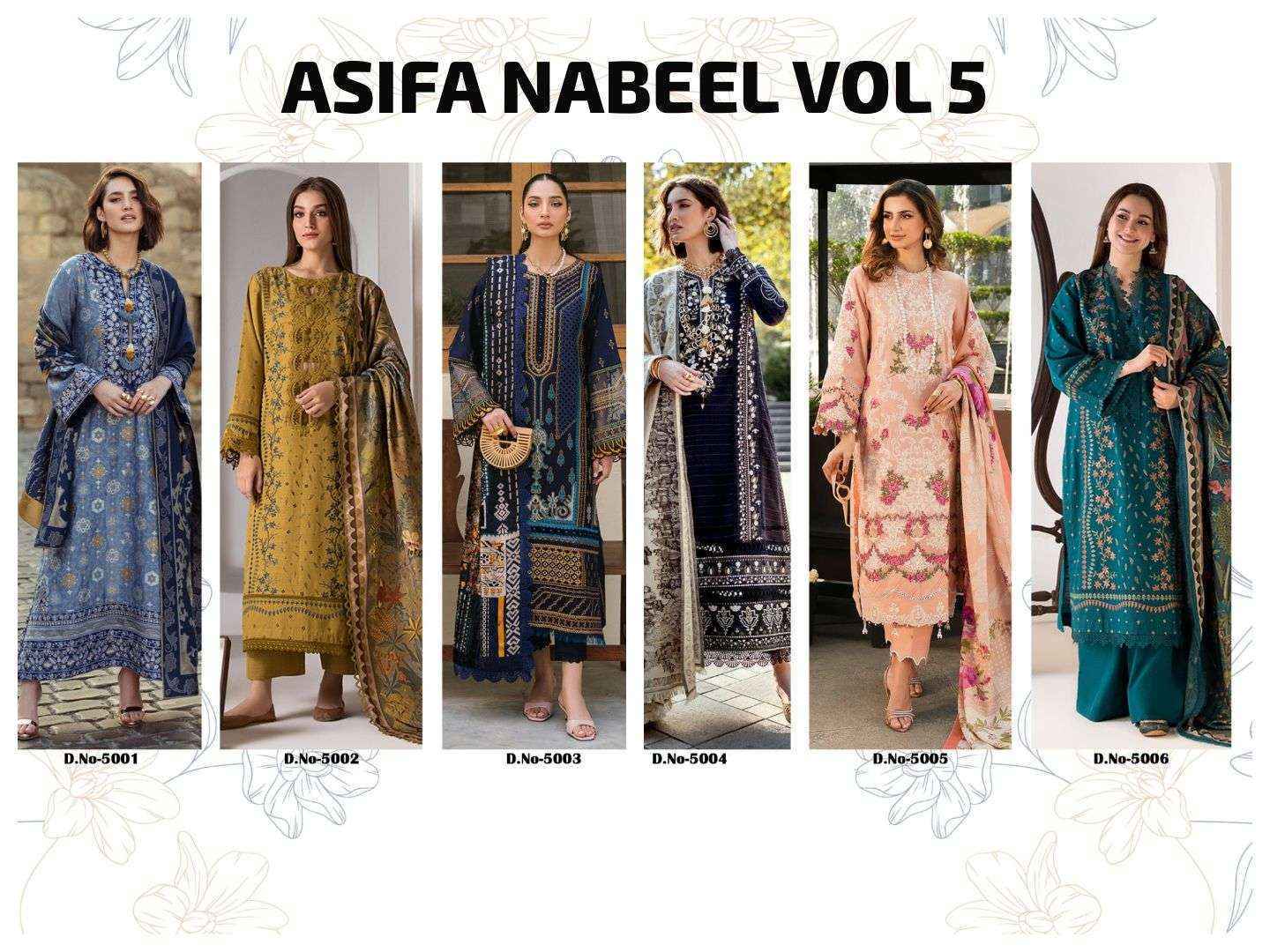 Asifa Nabeel Vol 5 Pakistani Salwar Kameez Wholesale Price ( 6 pcs Catalogue )