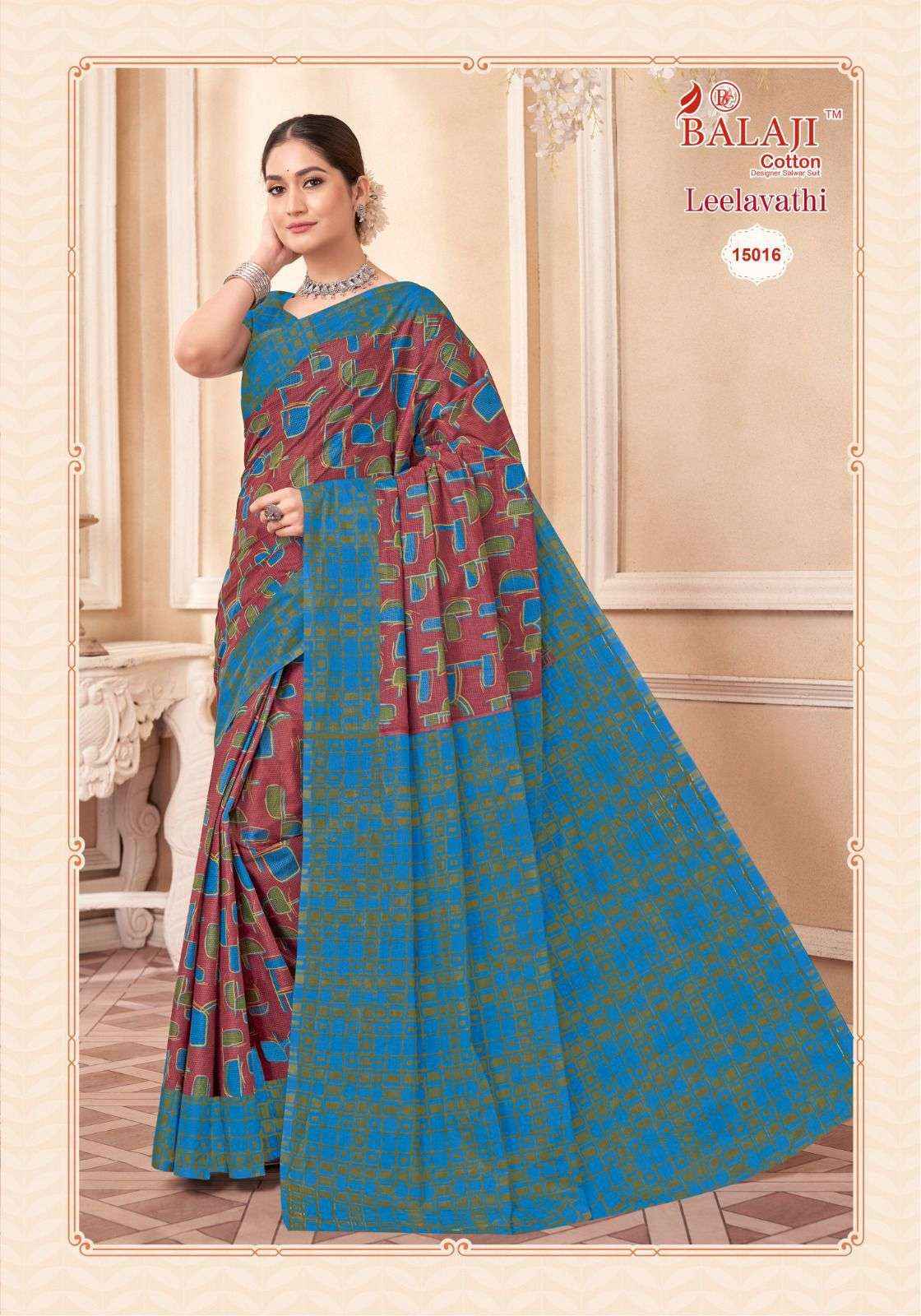 BALAJI COTTON LEELAVATHI VOL 15 PURE COTTON SAREE ( 20 PCS CATALOG )