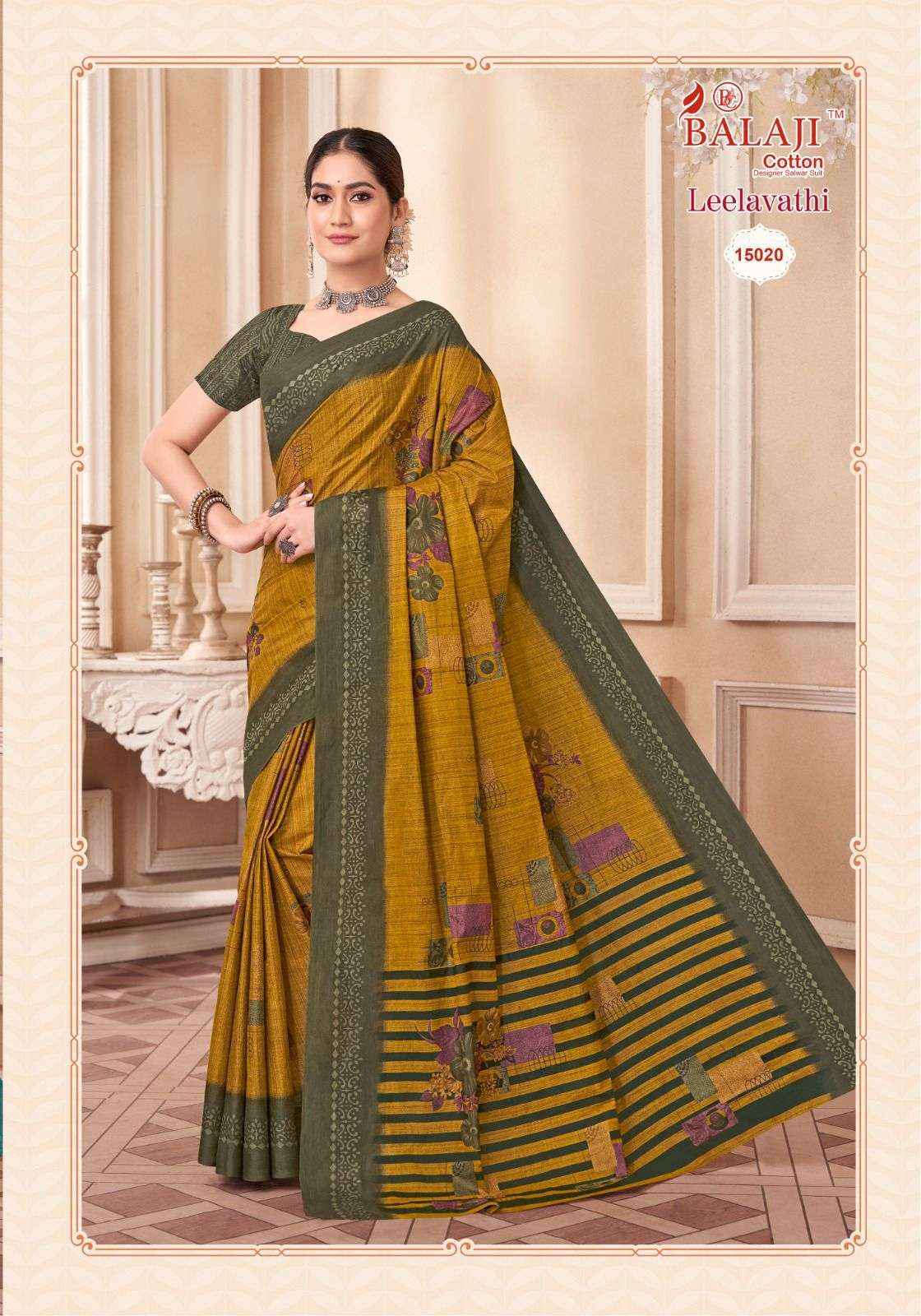 BALAJI COTTON LEELAVATHI VOL 15 PURE COTTON SAREE ( 20 PCS CATALOG )