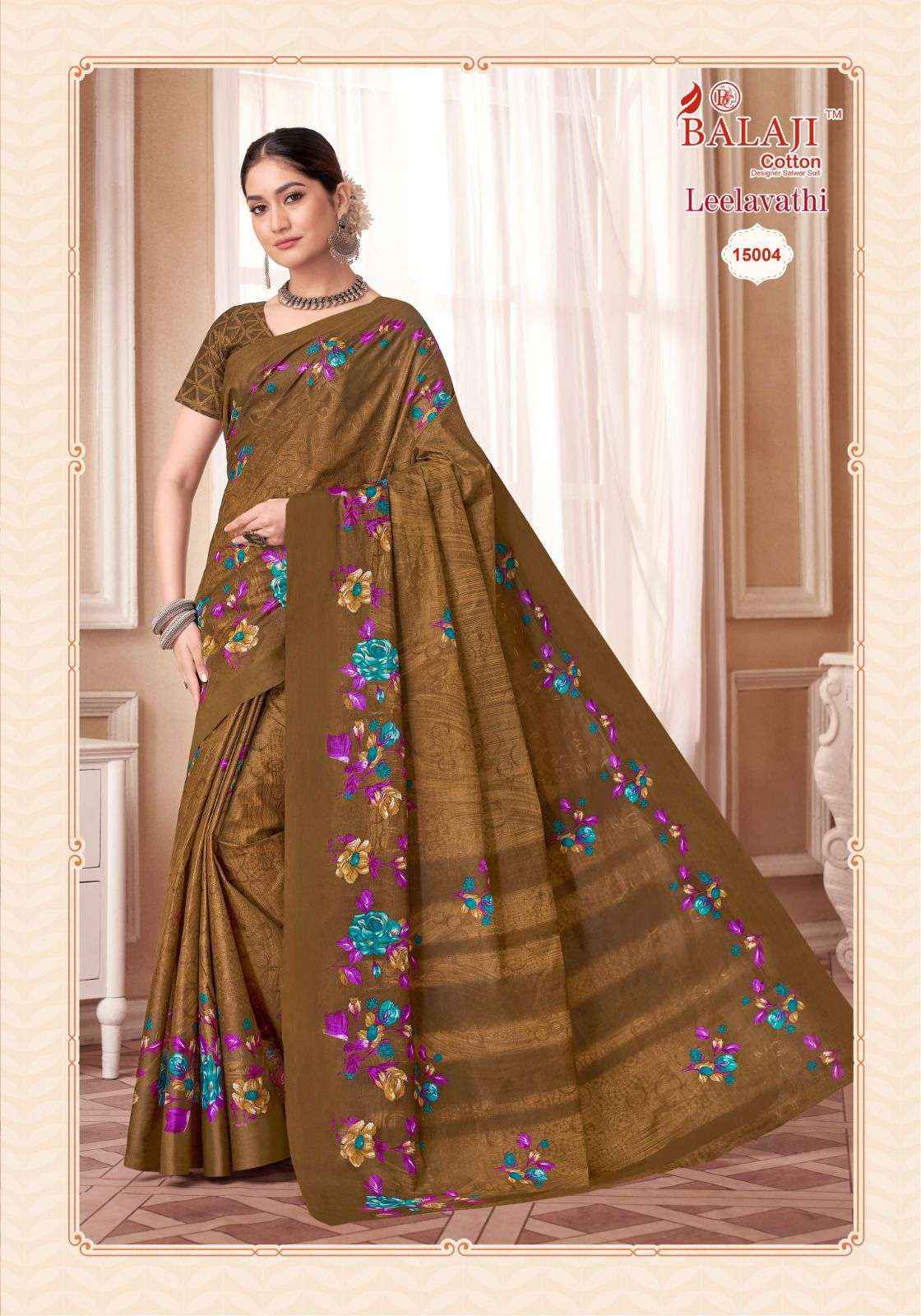 BALAJI COTTON LEELAVATHI VOL 15 PURE COTTON SAREE ( 20 PCS CATALOG )