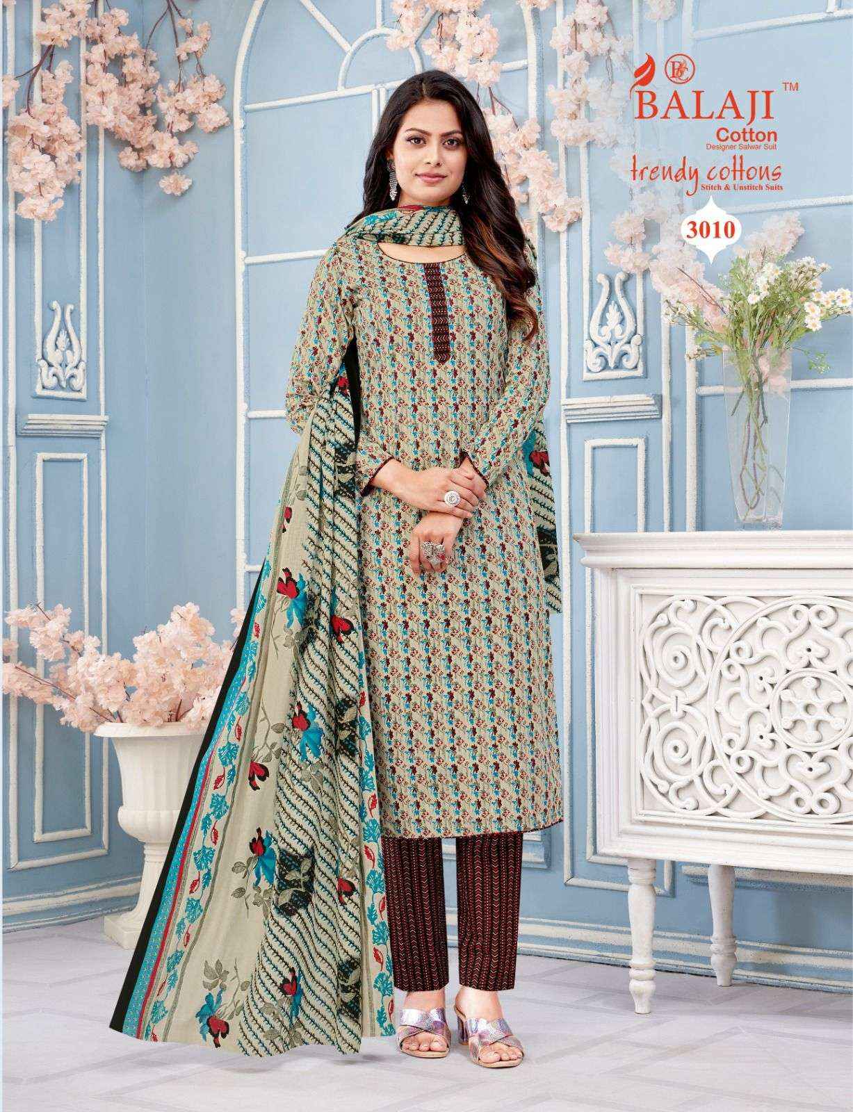 Balaji Cotton Trendy Cotton Vol 3 Pure Cotton Salwar Kameez ( 12 Pcs Catalogue )