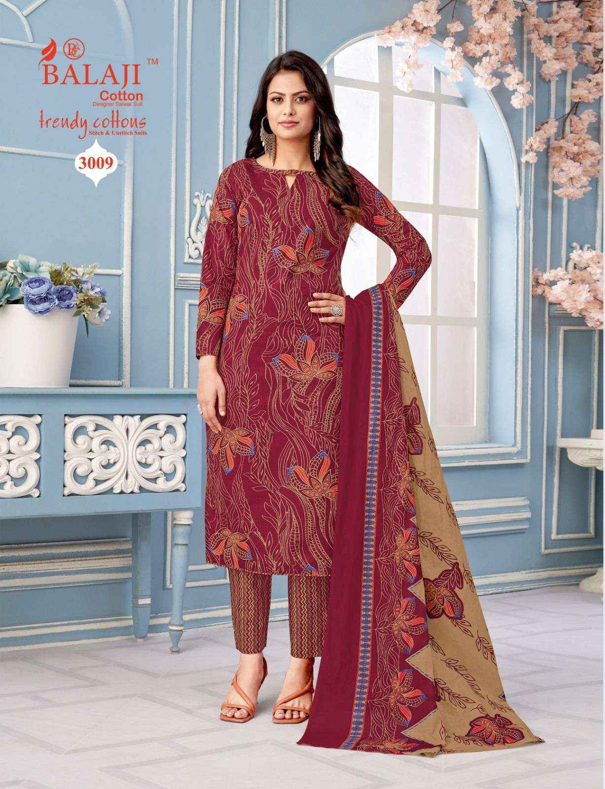 Balaji Cotton Trendy Cotton Vol 3 Pure Cotton Salwar Kameez ( 12 Pcs Catalogue )