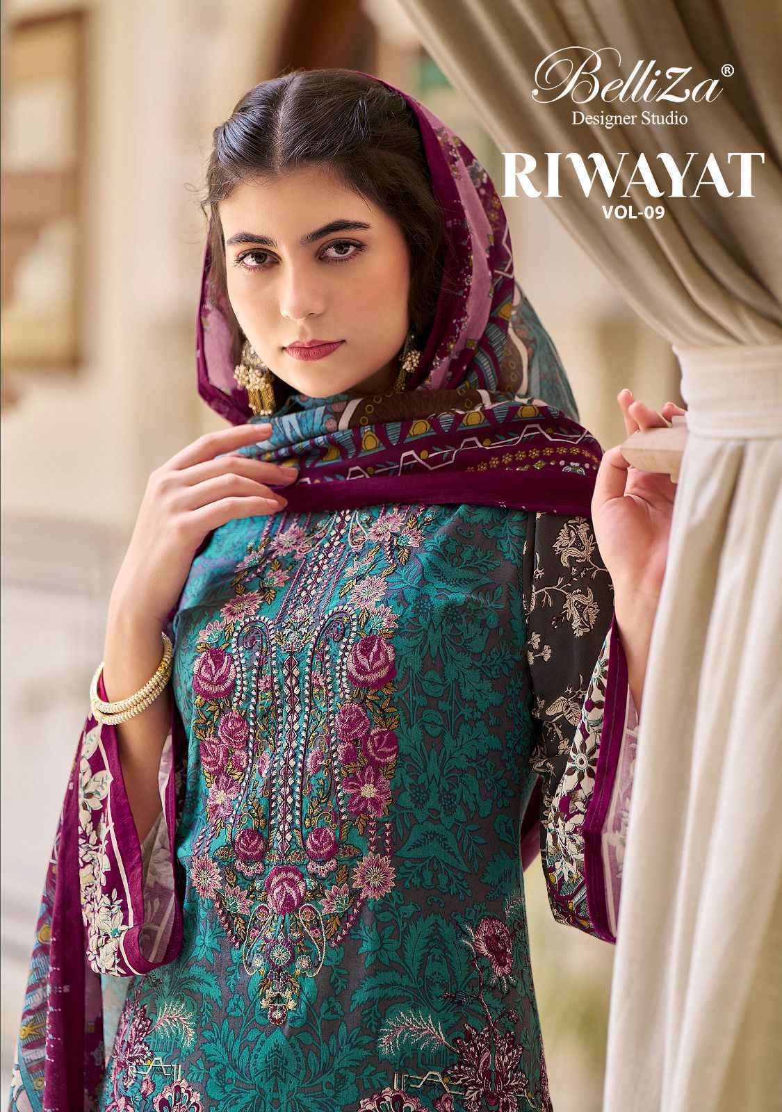 Belliza Riwayat Vol 9 Viscose Rayon Salwar Kameez Wholesale Price ( 8 Pcs Catalog )