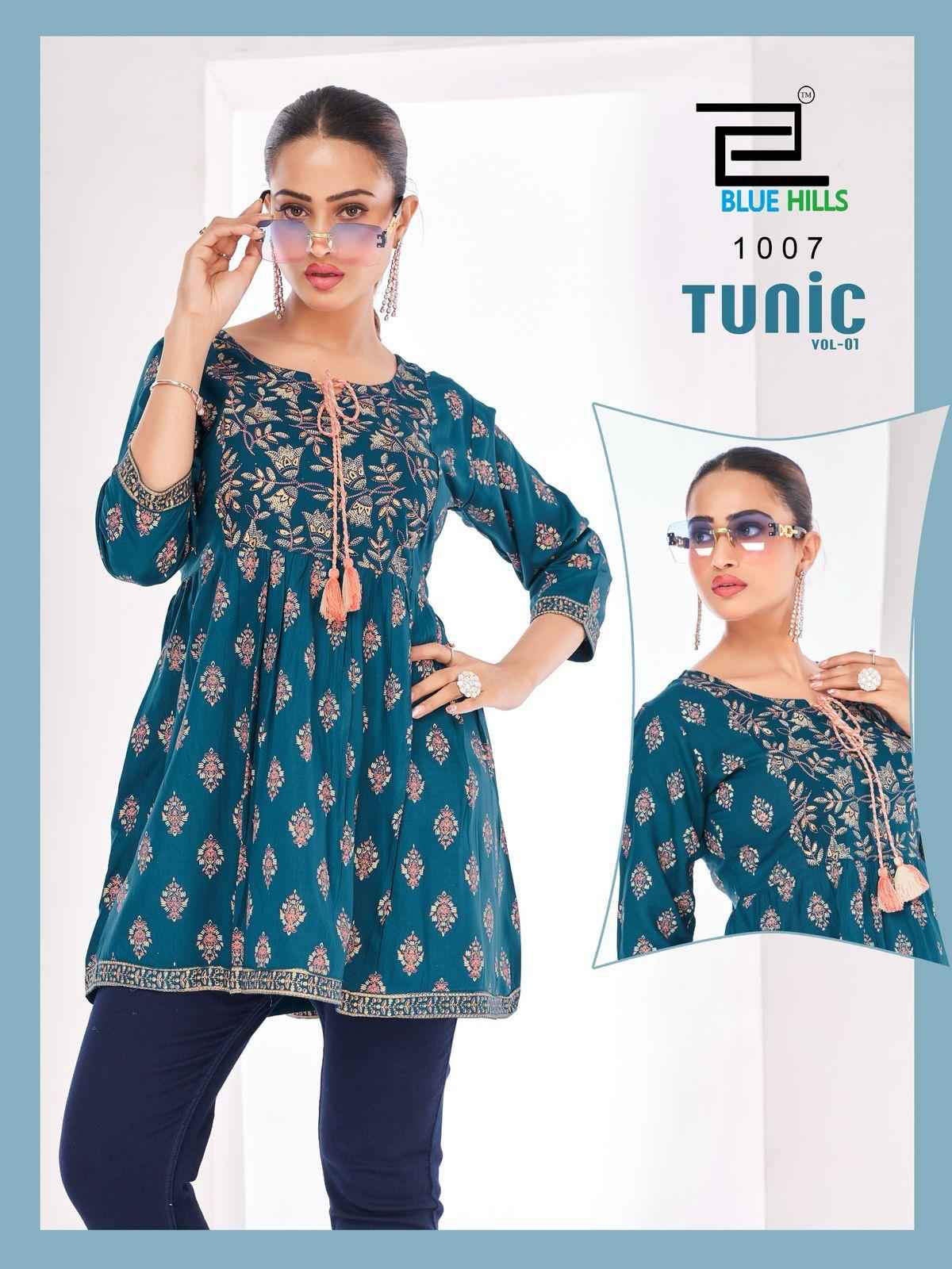 Blue Hills Tunic Vol 1 Rayon Short Top Collection ( 10 Pcs Catalogue )