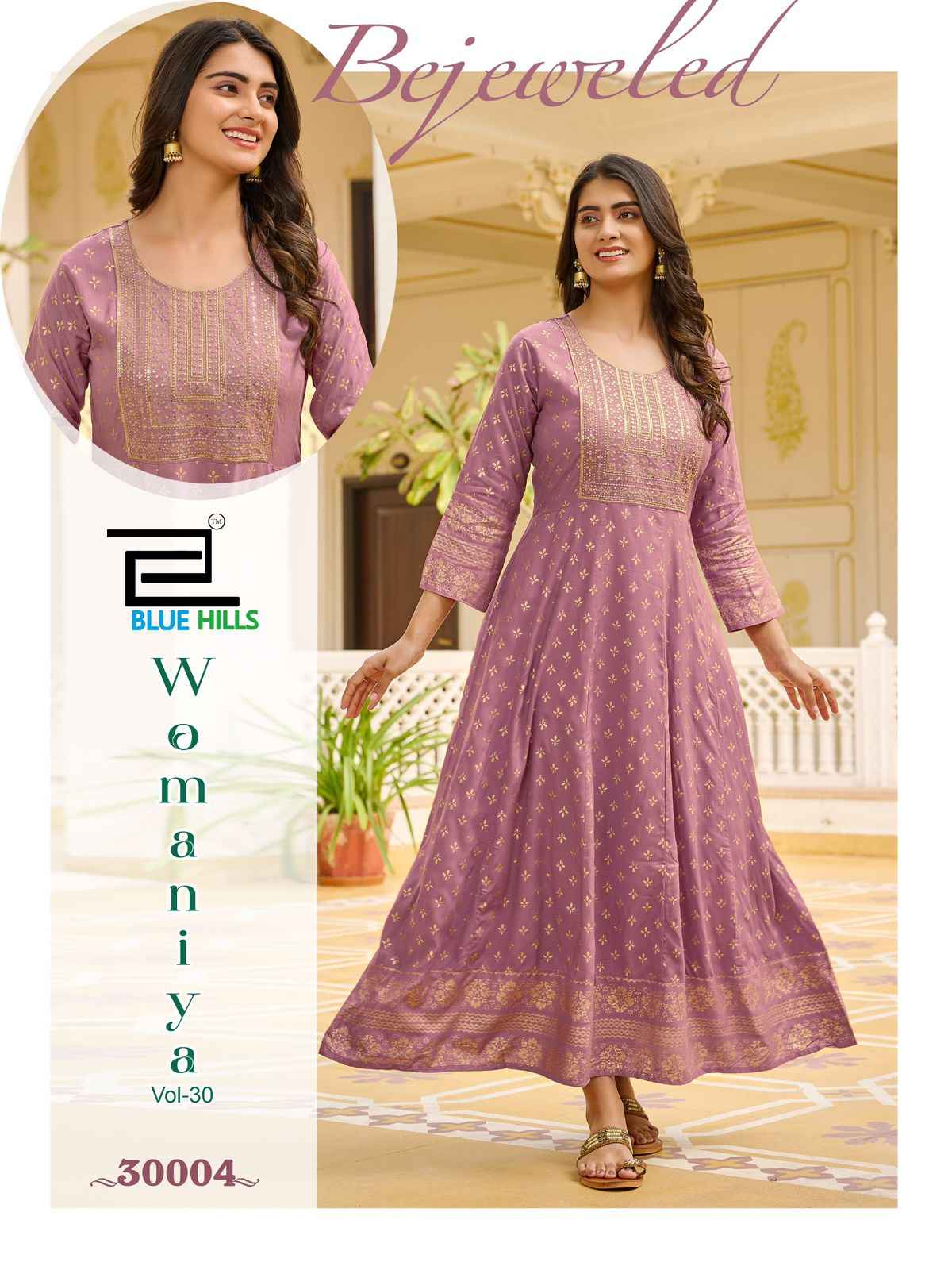 Blue Hills Womaniya Vol 30 Rayon Anarkali Kurti Wholesale Price ( 8 Pcs Catalogue )