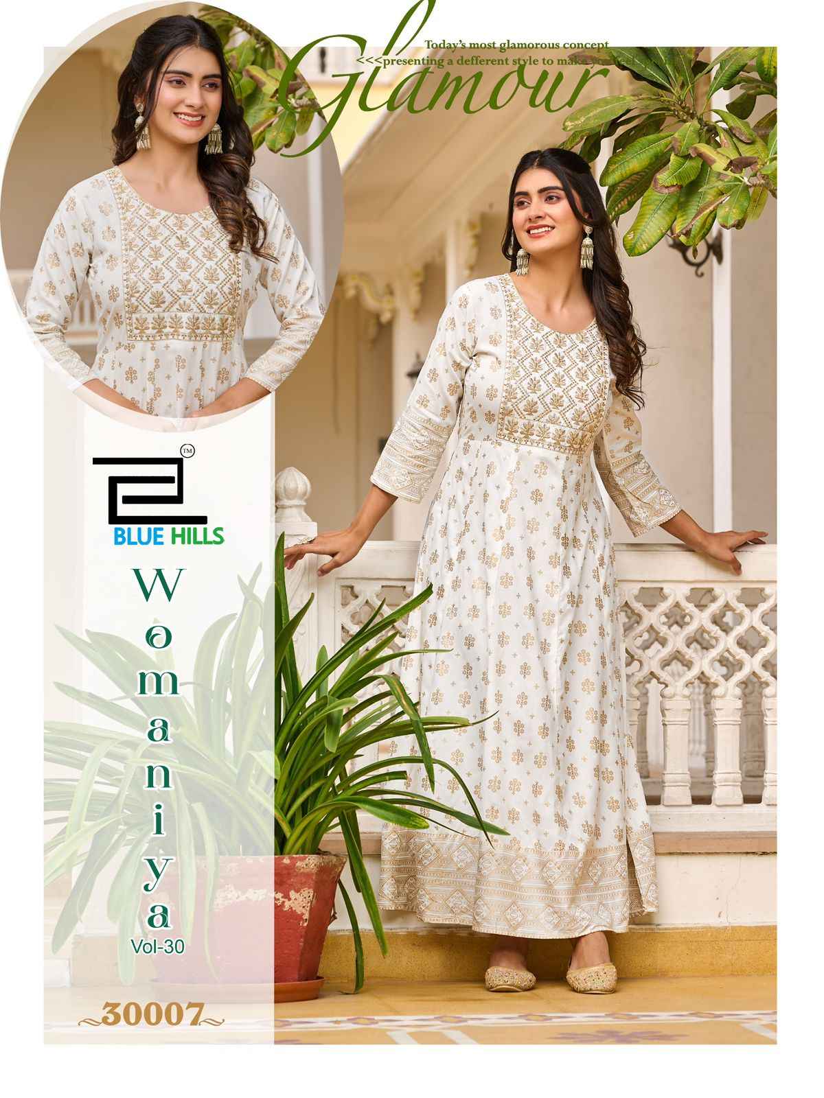 Blue Hills Womaniya Vol 30 Rayon Anarkali Kurti Wholesale Price ( 8 Pcs Catalogue )