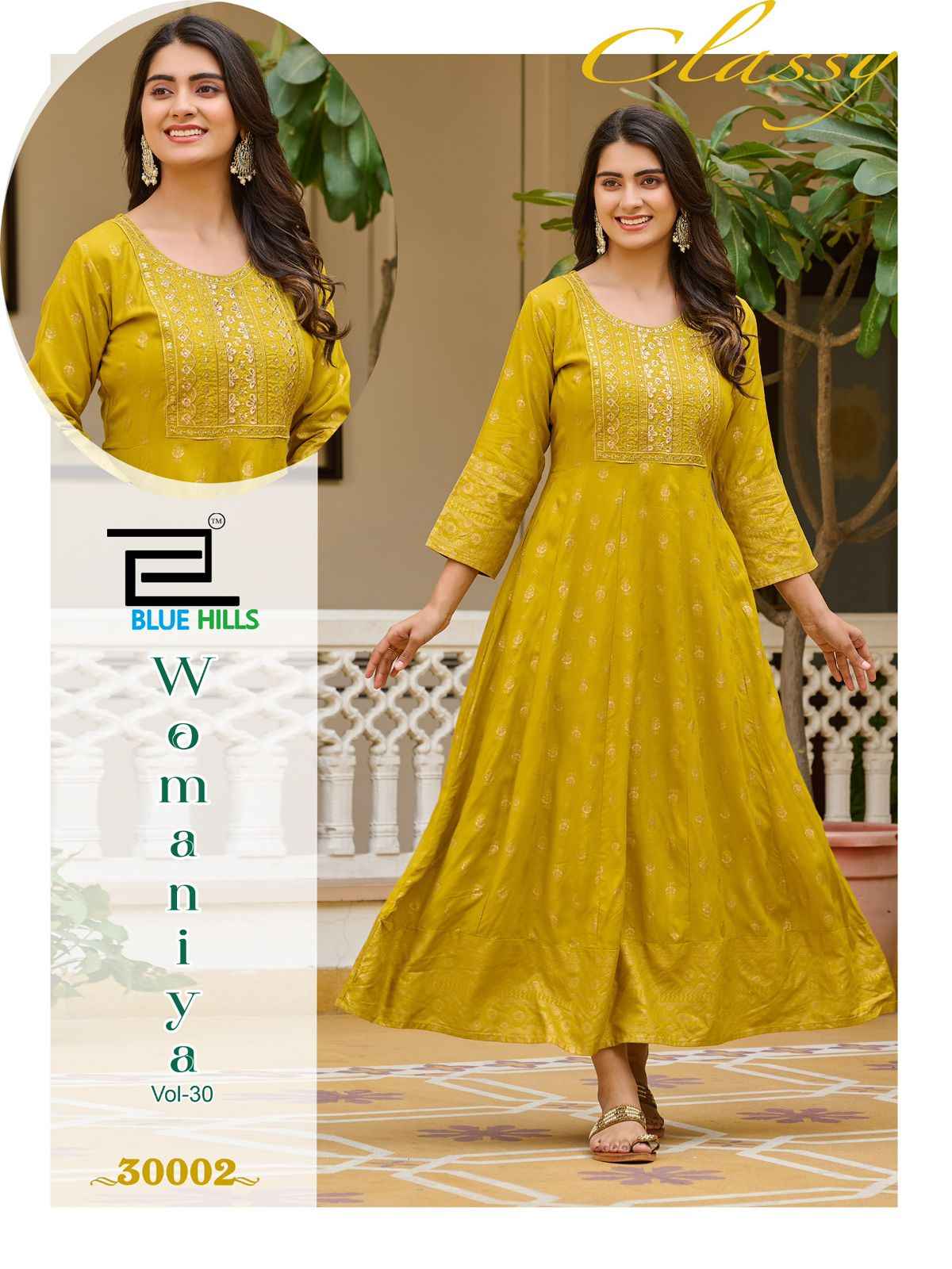 Blue Hills Womaniya Vol 30 Rayon Anarkali Kurti Wholesale Price ( 8 Pcs Catalogue )