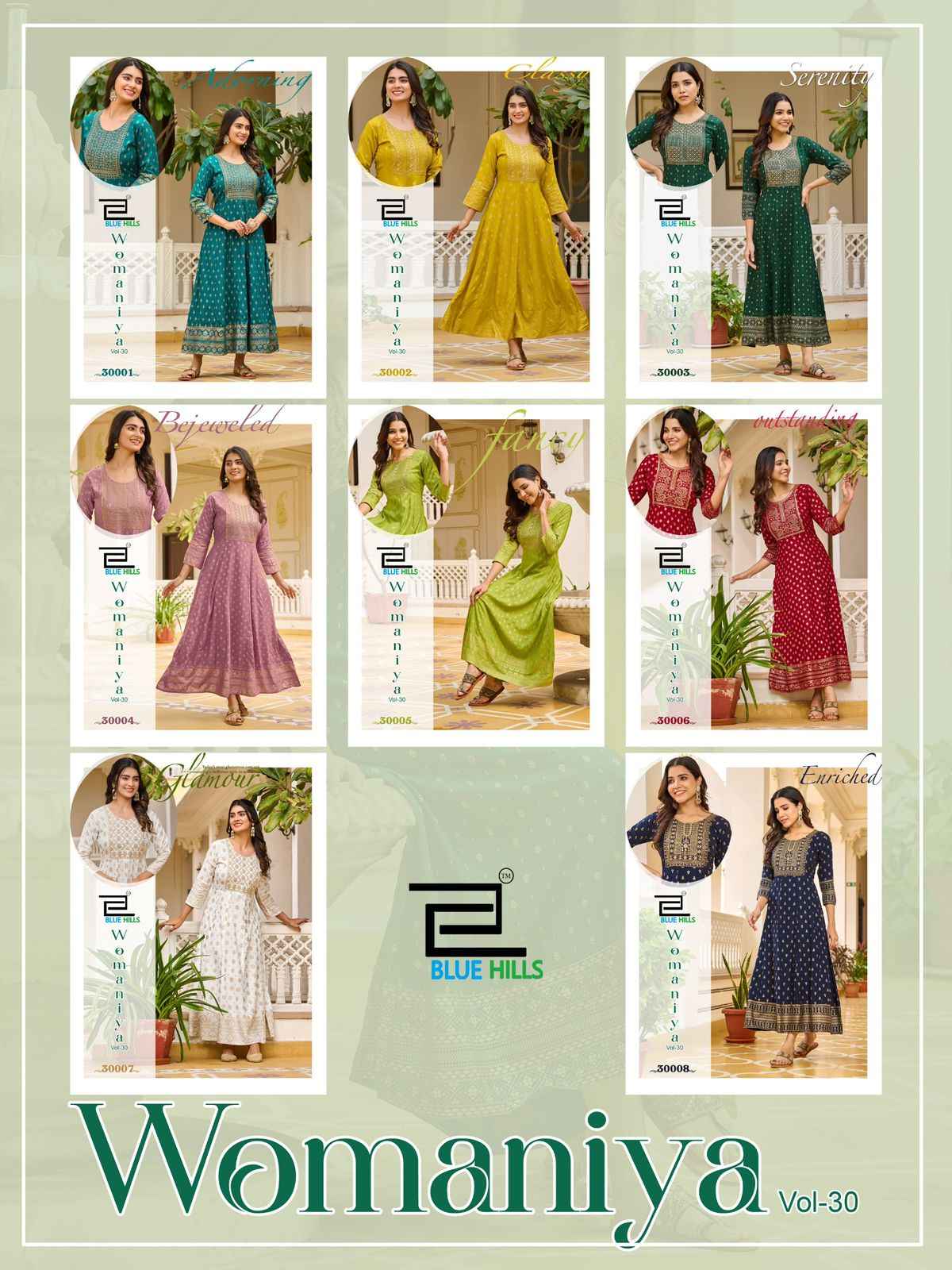 Blue Hills Womaniya Vol 30 Rayon Anarkali Kurti Wholesale Price ( 8 Pcs Catalogue )