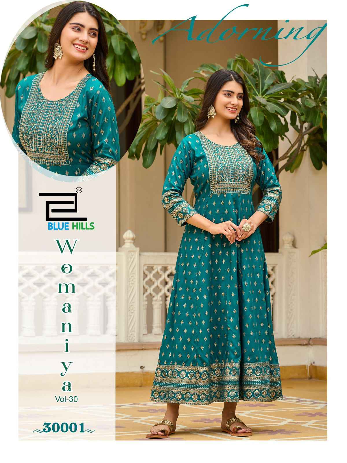 Blue Hills Womaniya Vol 30 Rayon Anarkali Kurti Wholesale Price ( 8 Pcs Catalogue )