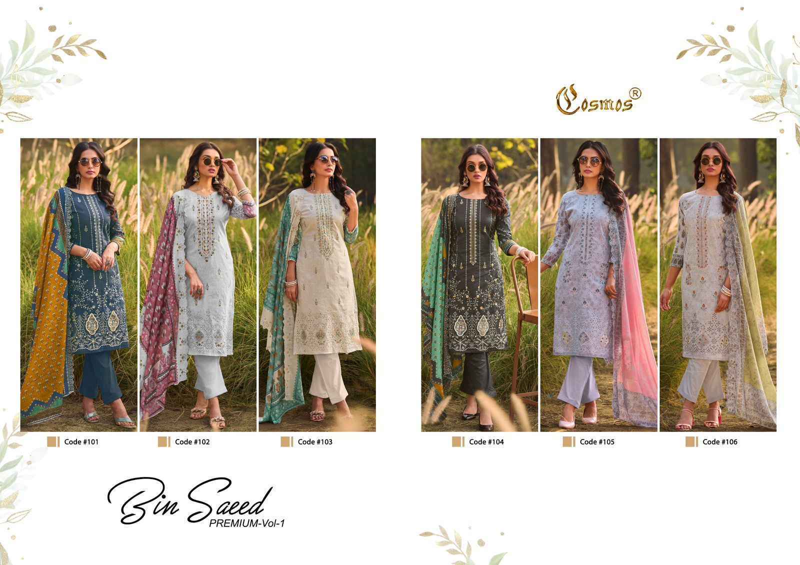 Cosmos Bin Saeed Premium Vol 1 Cotton Salwar Kameez Wholesale Price ( 6 Pcs Catalog )