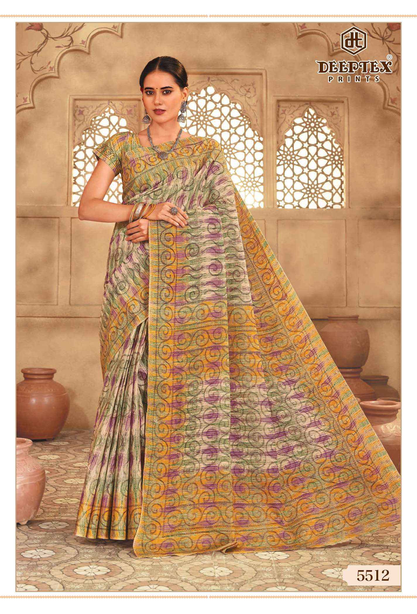 DEEPTEX PRINTS MOTHER INDIA VOL 55 COTTON PRINTED SAREE WHOLESALE PRICE ( 30 PCS CATALOG )