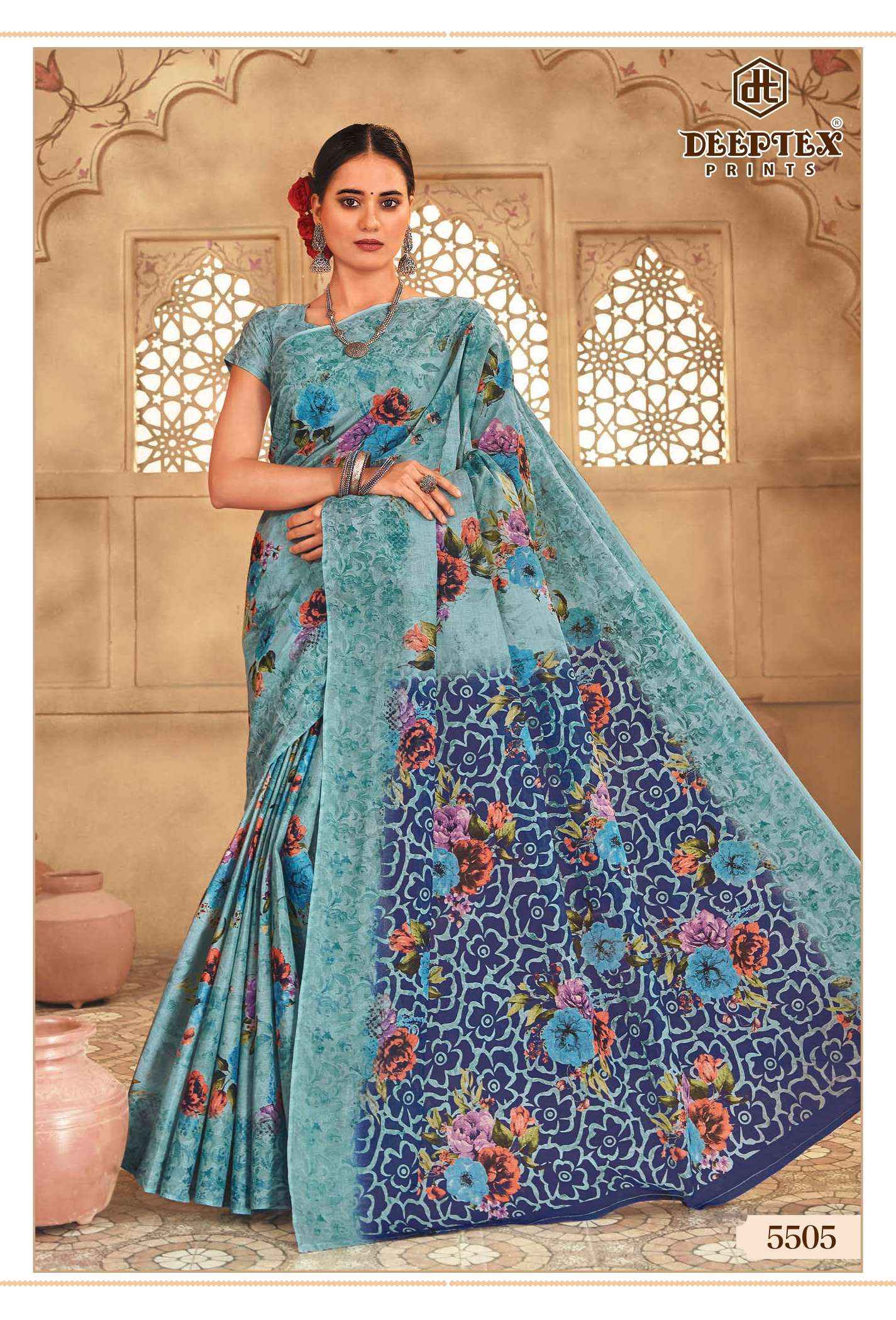 DEEPTEX PRINTS MOTHER INDIA VOL 55 COTTON PRINTED SAREE WHOLESALE PRICE ( 30 PCS CATALOG )