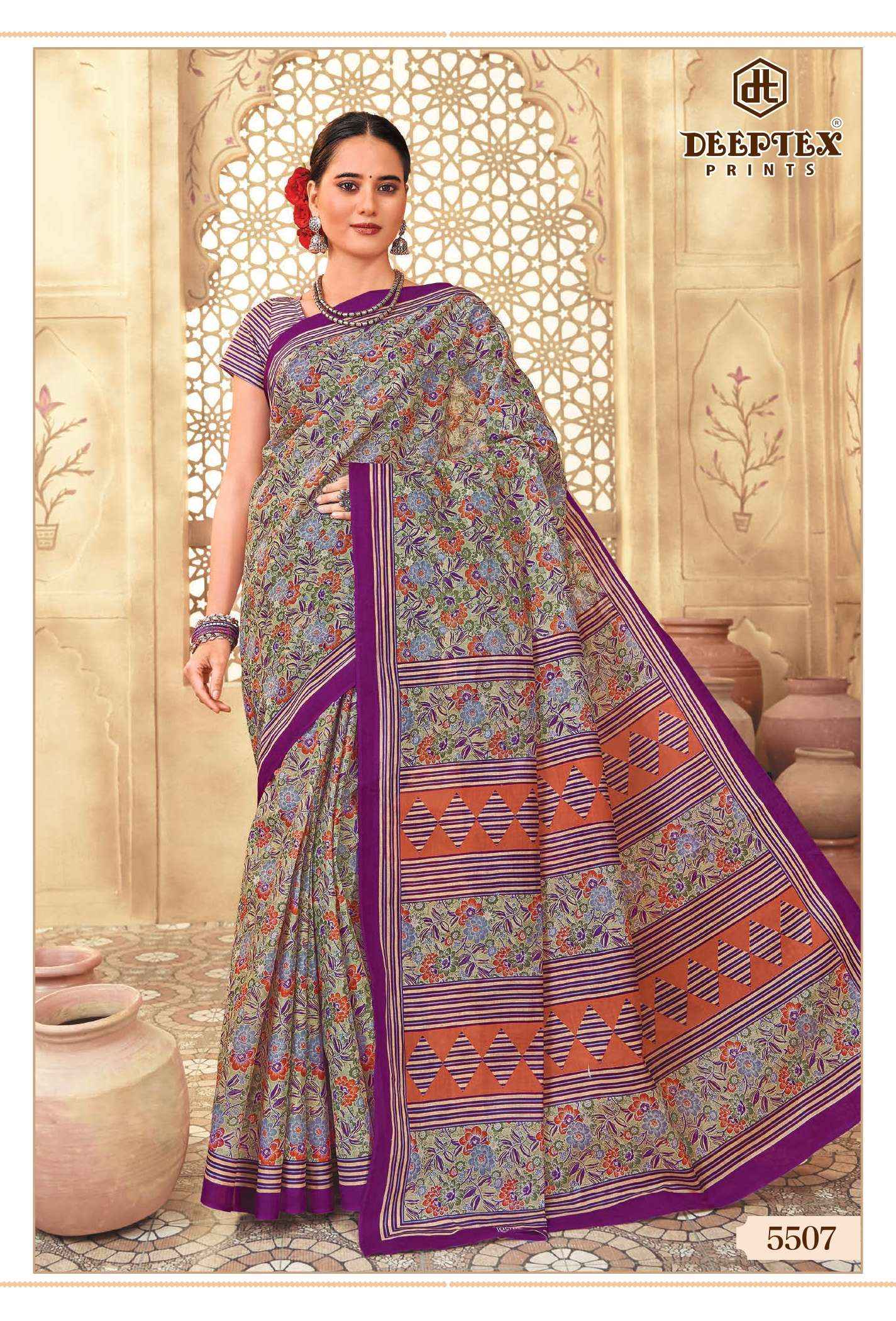 DEEPTEX PRINTS MOTHER INDIA VOL 55 COTTON PRINTED SAREE WHOLESALE PRICE ( 30 PCS CATALOG )