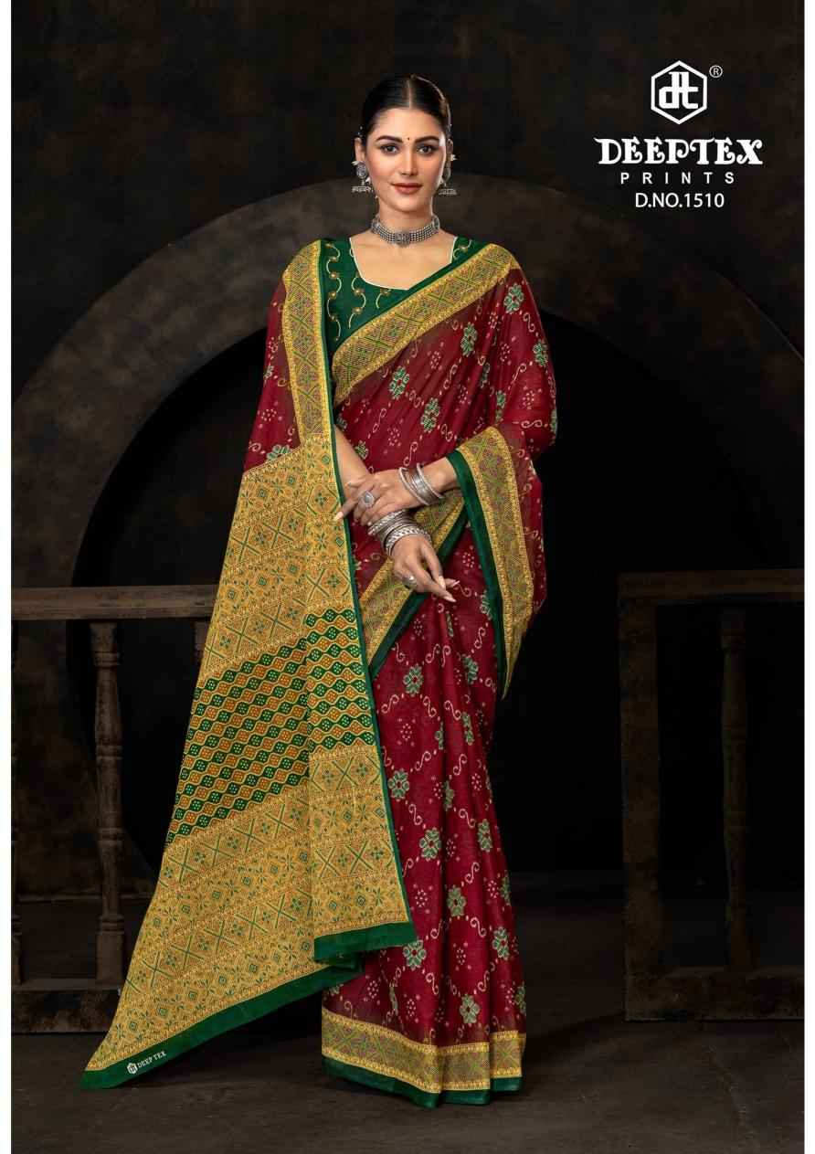 Deeptex Prints Prime Time Vol 15 Wholesale Pure Cotton Printed Sarees ( 10 Pcs Catalogue )