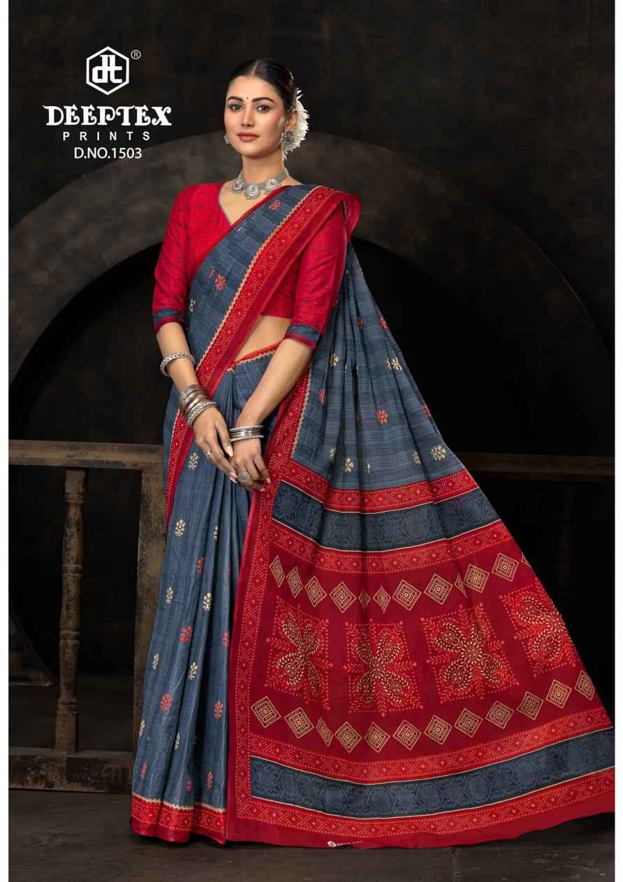 Deeptex Prints Prime Time Vol 15 Wholesale Pure Cotton Printed Sarees ( 10 Pcs Catalogue )