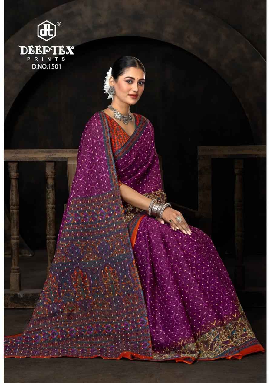 Deeptex Prints Prime Time Vol 15 Wholesale Pure Cotton Printed Sarees ( 10 Pcs Catalogue )