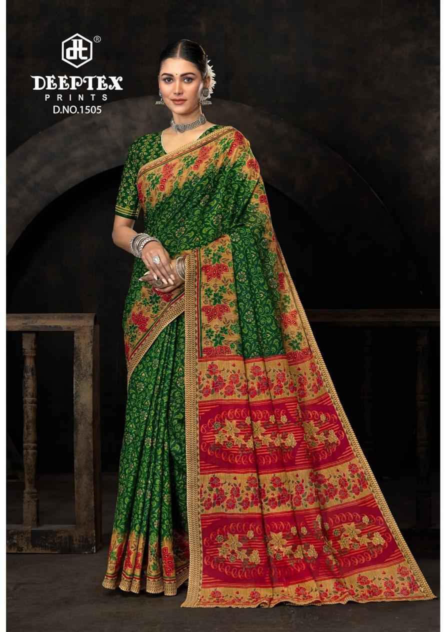 Deeptex Prints Prime Time Vol 15 Wholesale Pure Cotton Printed Sarees ( 10 Pcs Catalogue )