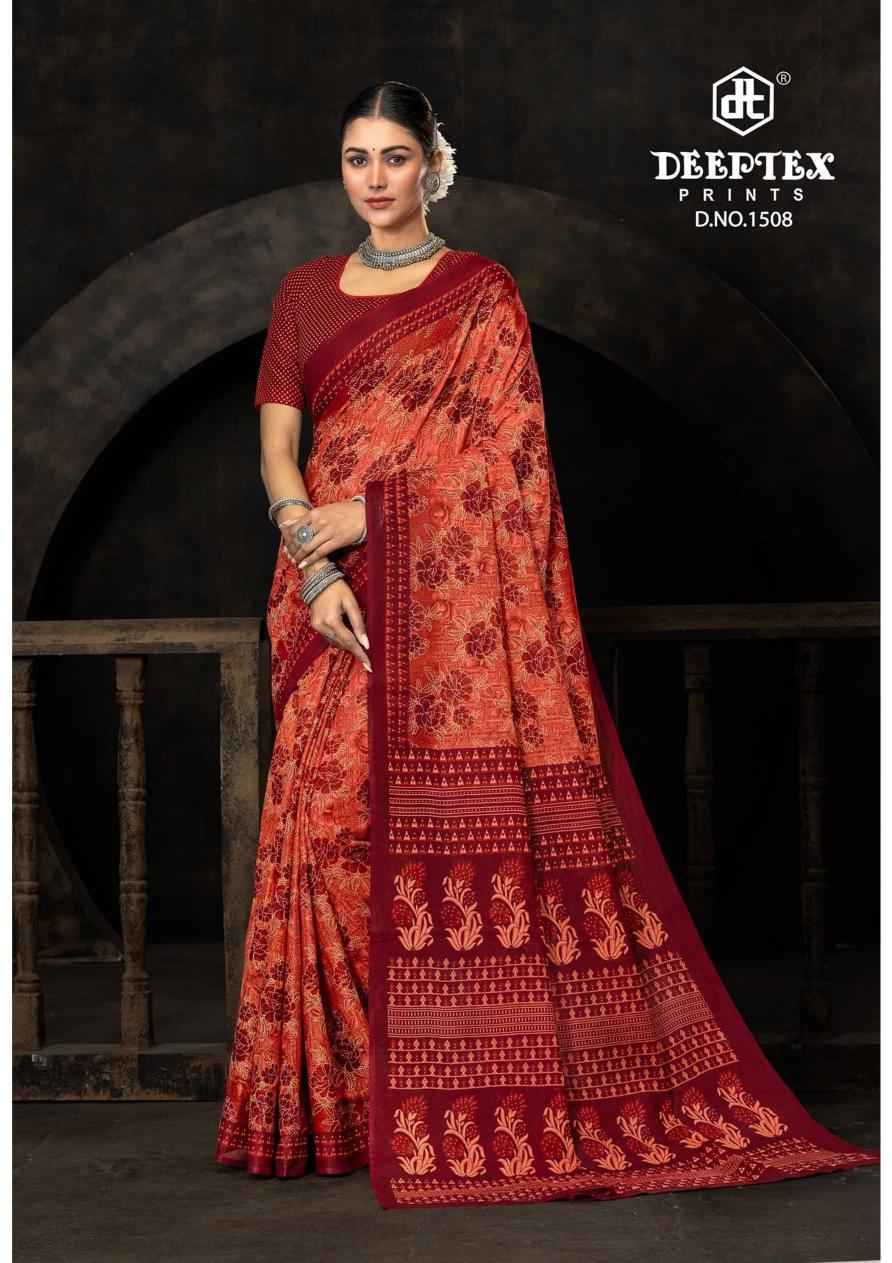 Deeptex Prints Prime Time Vol 15 Wholesale Pure Cotton Printed Sarees ( 10 Pcs Catalogue )