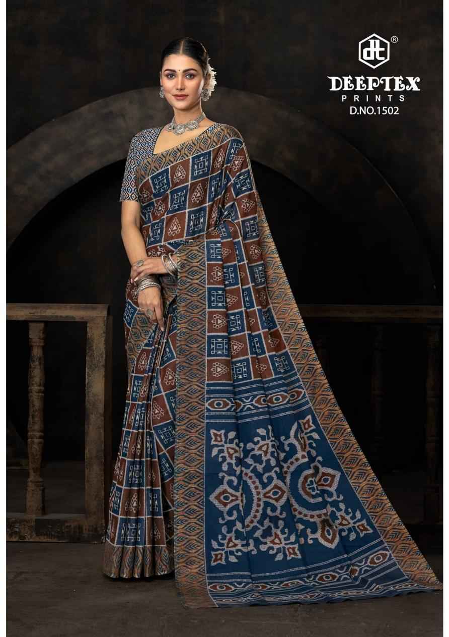 Deeptex Prints Prime Time Vol 15 Wholesale Pure Cotton Printed Sarees ( 10 Pcs Catalogue )
