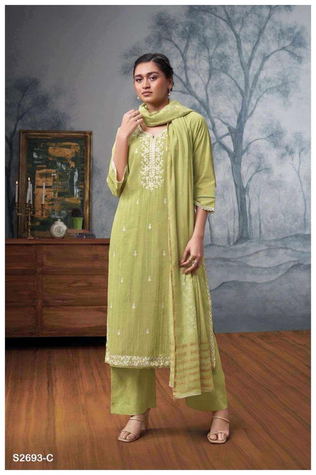 Ganga Fashion Arika 2693 Fancy Cotton Latest Catalog Salwar Kameez Wholesale Price ( 4 Pcs Catalog )