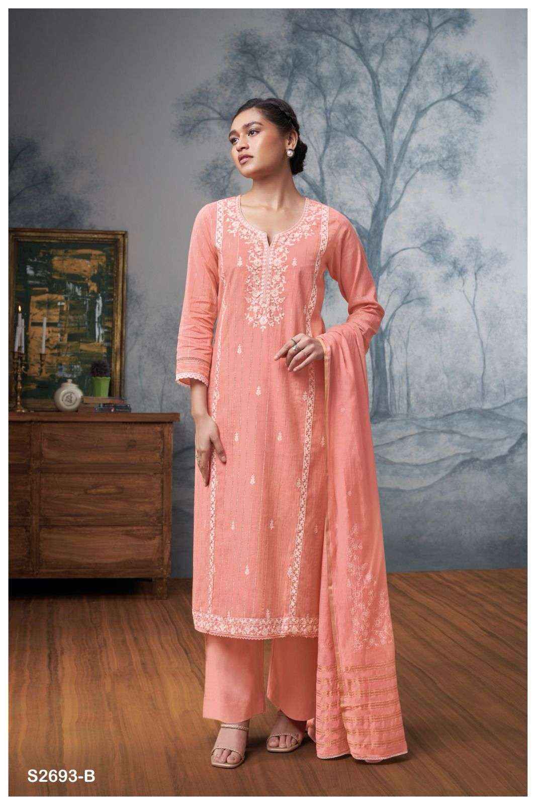 Ganga Fashion Arika 2693 Fancy Cotton Latest Catalog Salwar Kameez Wholesale Price ( 4 Pcs Catalog )