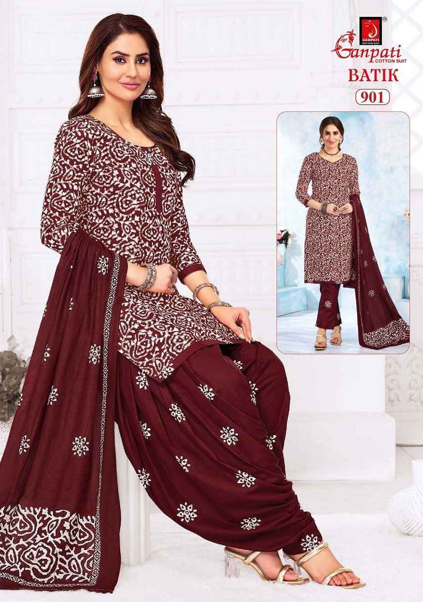 Ganpati Batik Vol 9 Cotton Salwar Kameez Wholesale Price ( 15 Pcs Catalog )