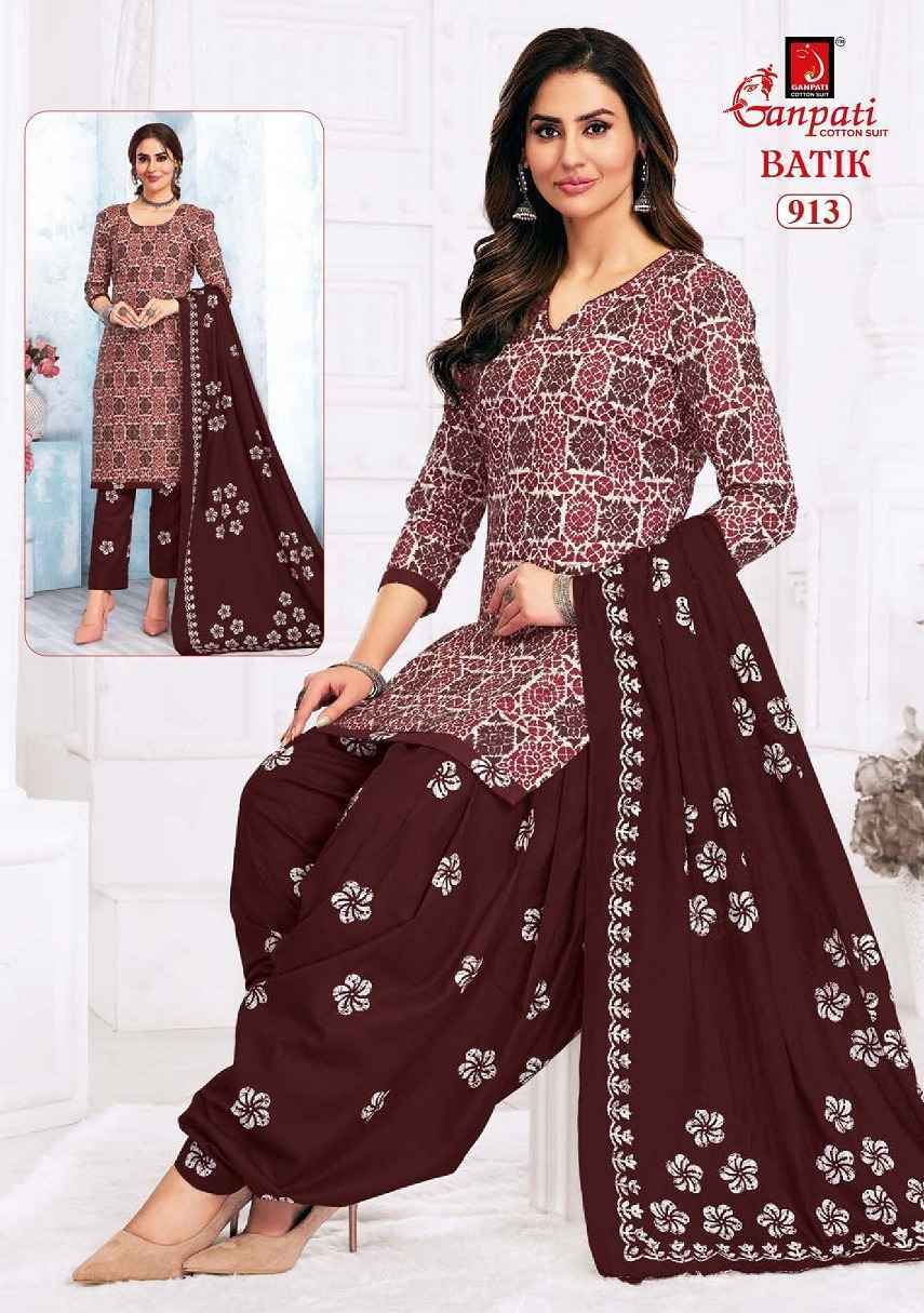 Ganpati Batik Vol 9 Cotton Salwar Kameez Wholesale Price ( 15 Pcs Catalog )