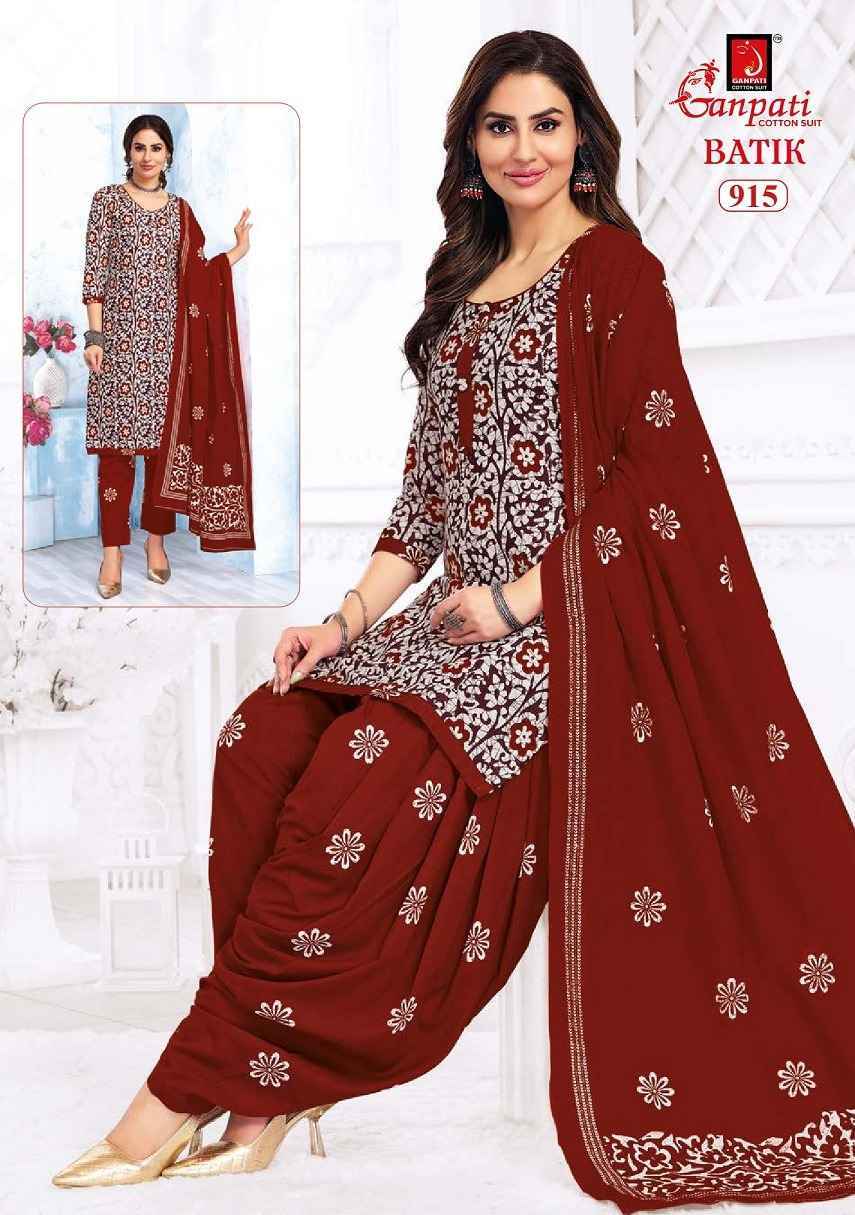 Ganpati Batik Vol 9 Cotton Salwar Kameez Wholesale Price ( 15 Pcs Catalog )