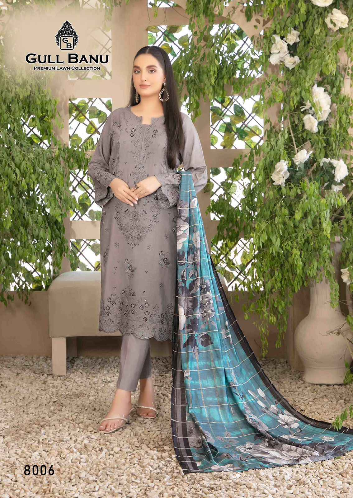 Gull A Ahmed Gull Banu Vol 8 Lawn Pakistani Suits ( 6 Pcs Dress Material )