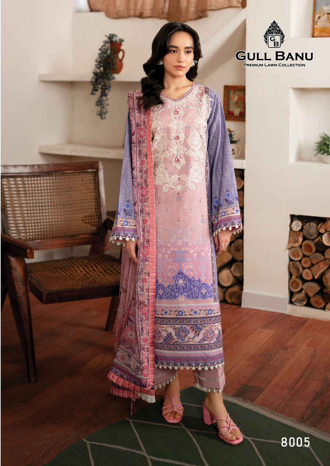 Gull A Ahmed Gull Banu Vol 8 Lawn Pakistani Suits ( 6 Pcs Dress Material )