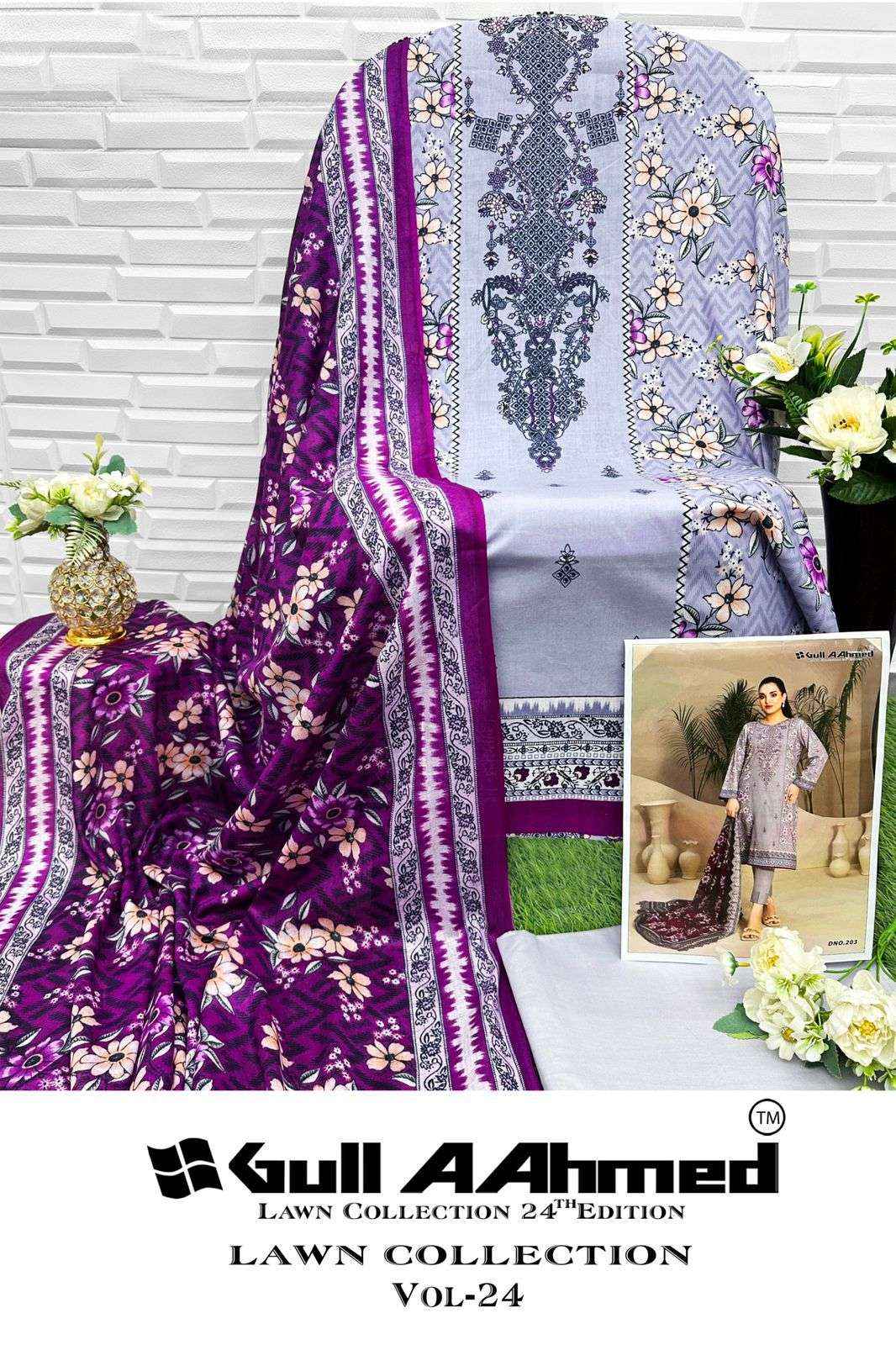 GULL AAHMED LAWN COLLECTION VOL 24 LAWN DRESS MATERIAL ( 6 PCS CATALOG )