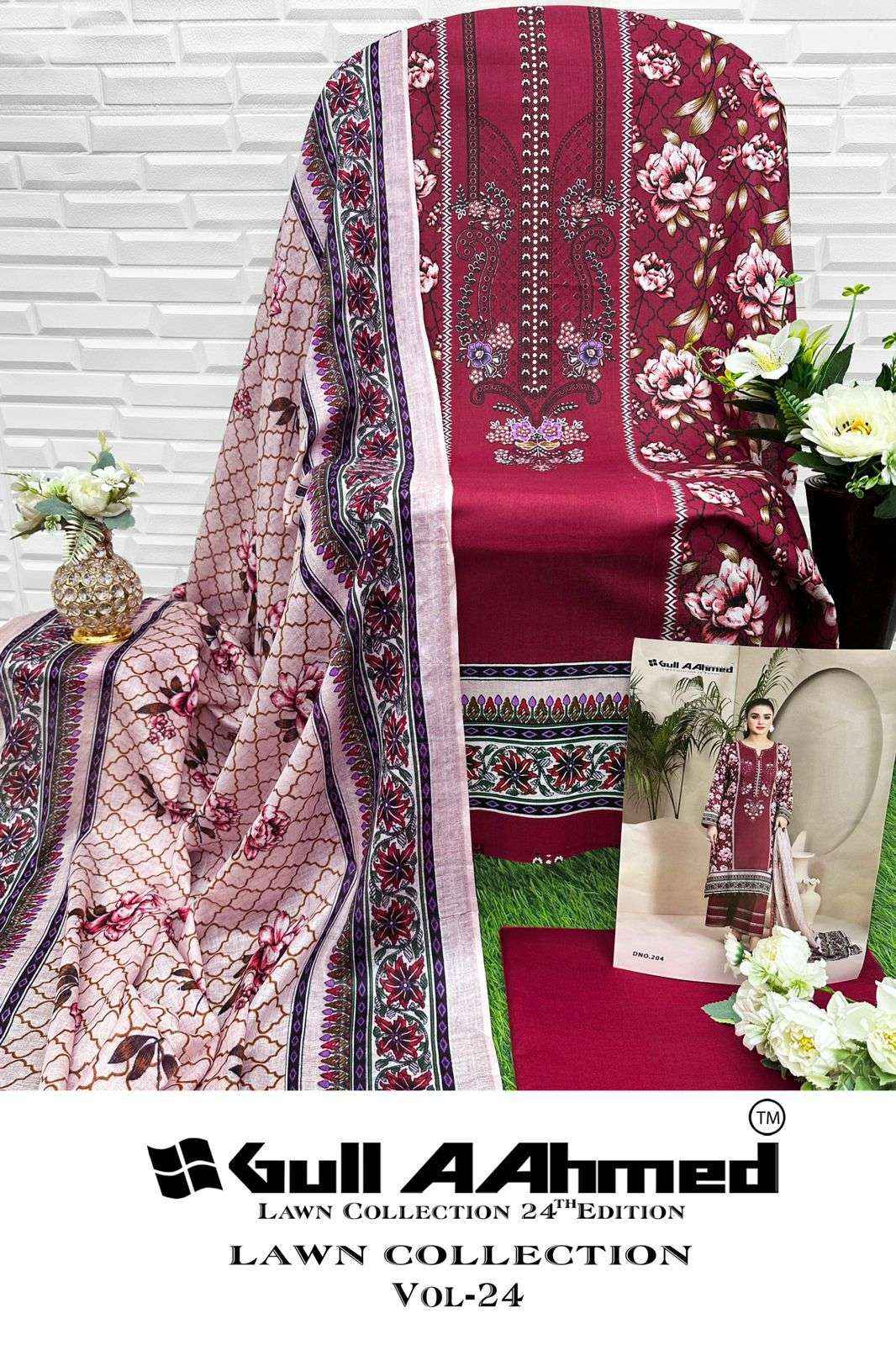 GULL AAHMED LAWN COLLECTION VOL 24 LAWN DRESS MATERIAL ( 6 PCS CATALOG )