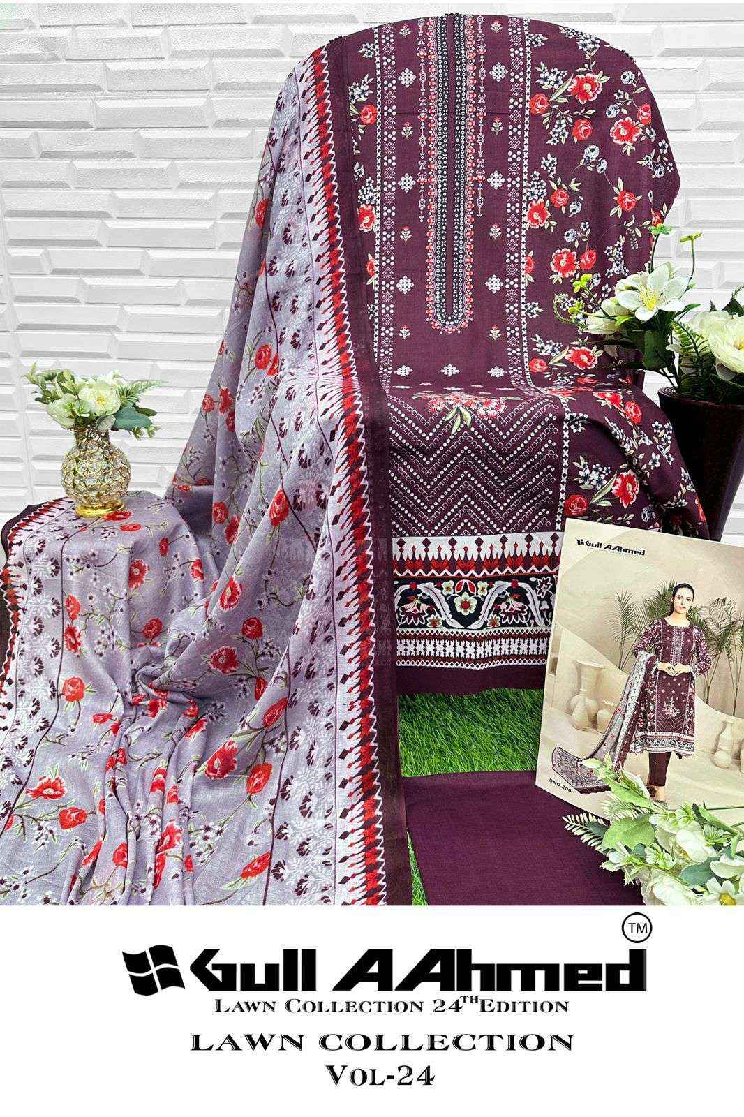 GULL AAHMED LAWN COLLECTION VOL 24 LAWN DRESS MATERIAL ( 6 PCS CATALOG )