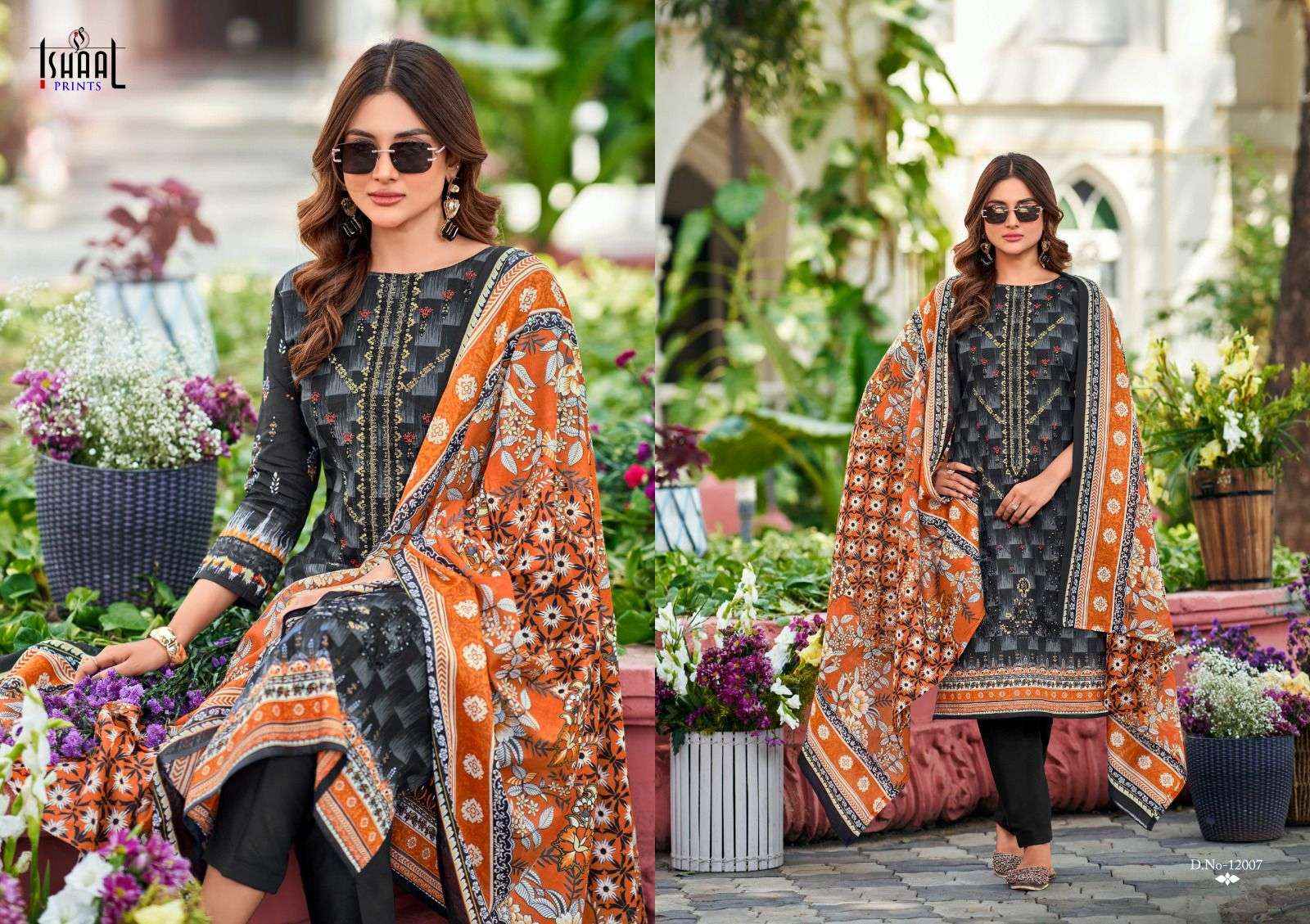 Ishaal Embroidered Vol 12 Pure Lawn With Self Embroidered Suits ( 10 Pcs Catalogue )