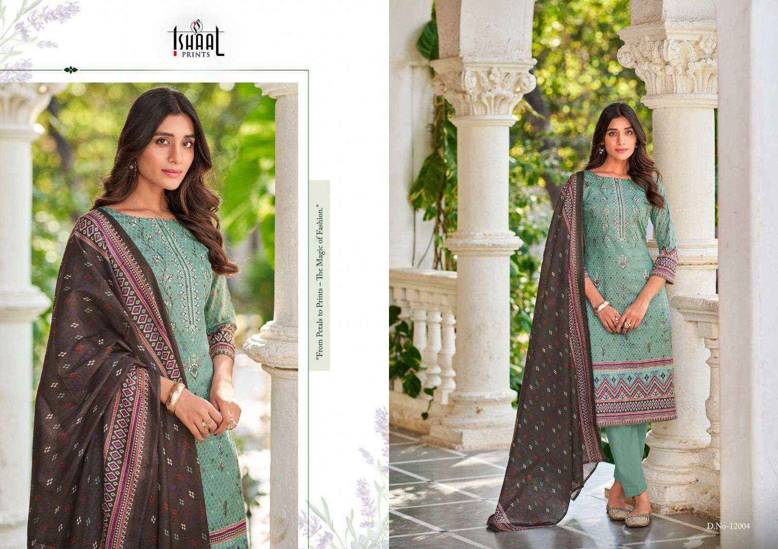 Ishaal Embroidered Vol 12 Pure Lawn With Self Embroidered Suits ( 10 Pcs Catalogue )