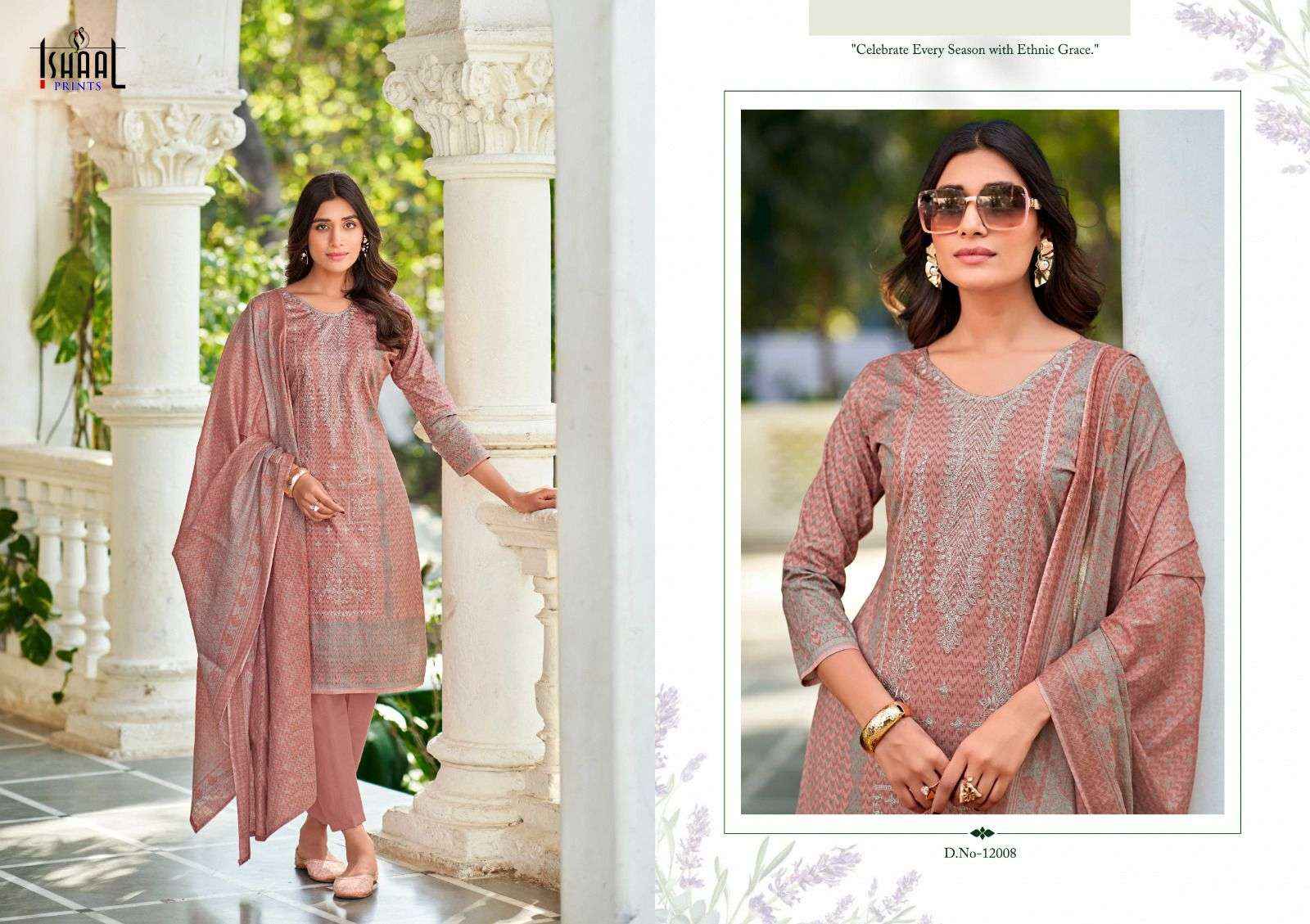 Ishaal Embroidered Vol 12 Pure Lawn With Self Embroidered Suits ( 10 Pcs Catalogue )