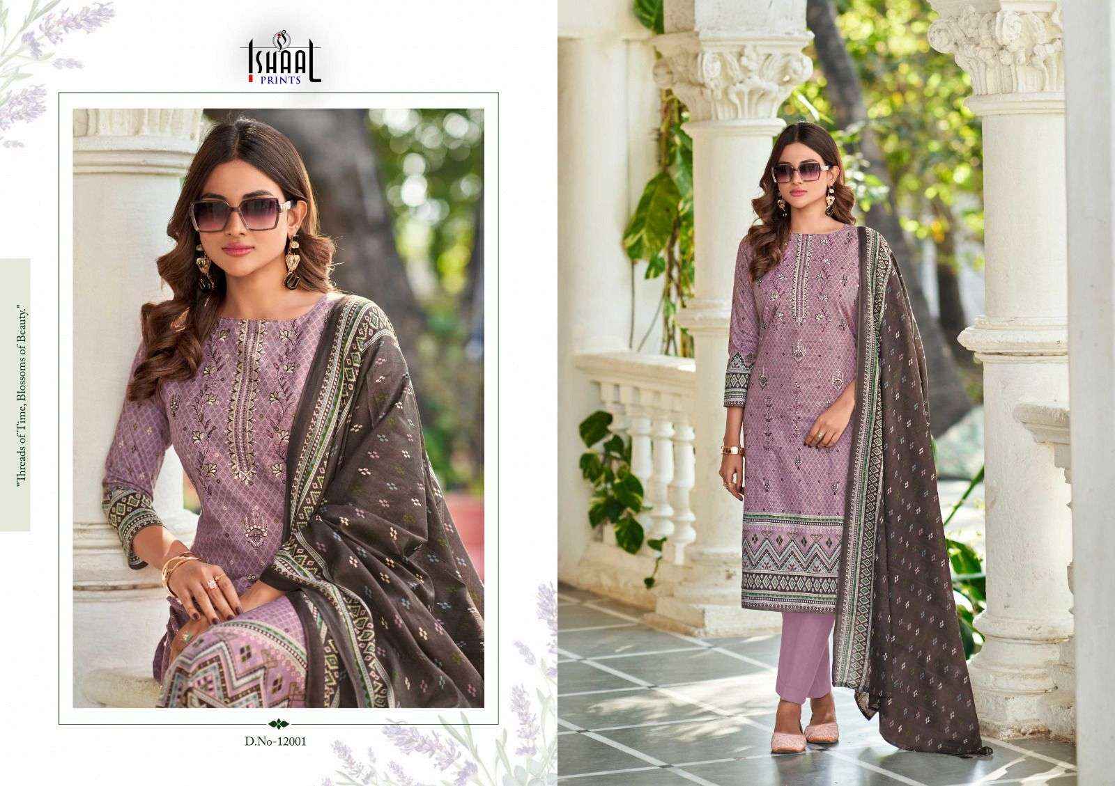 Ishaal Embroidered Vol 12 Pure Lawn With Self Embroidered Suits ( 10 Pcs Catalogue )