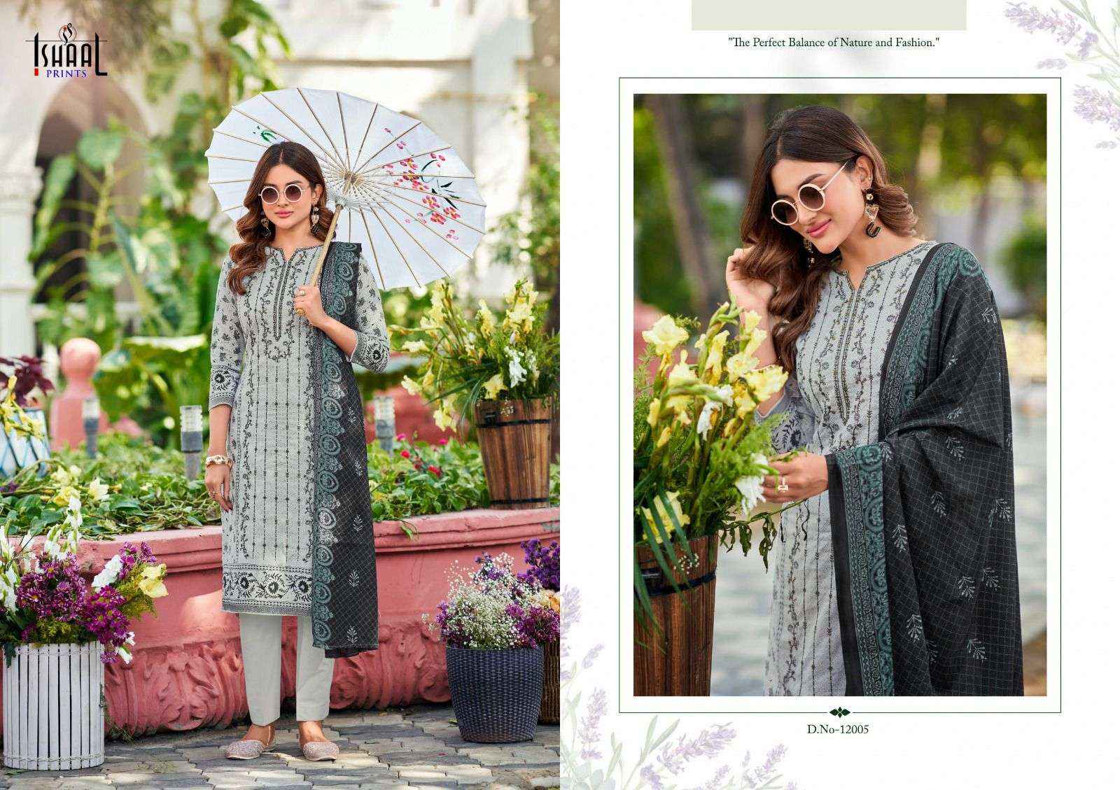 Ishaal Embroidered Vol 12 Pure Lawn With Self Embroidered Suits ( 10 Pcs Catalogue )