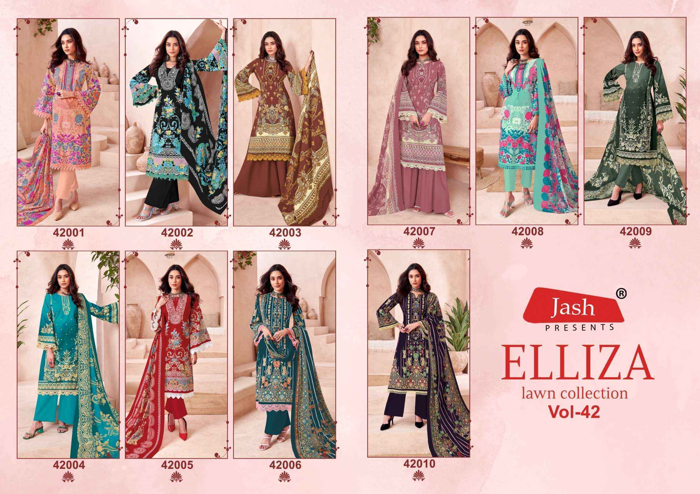 Jash Elliza Vol 42 Wholesale Cotton Dress Material ( 10 pcs Catalogue )