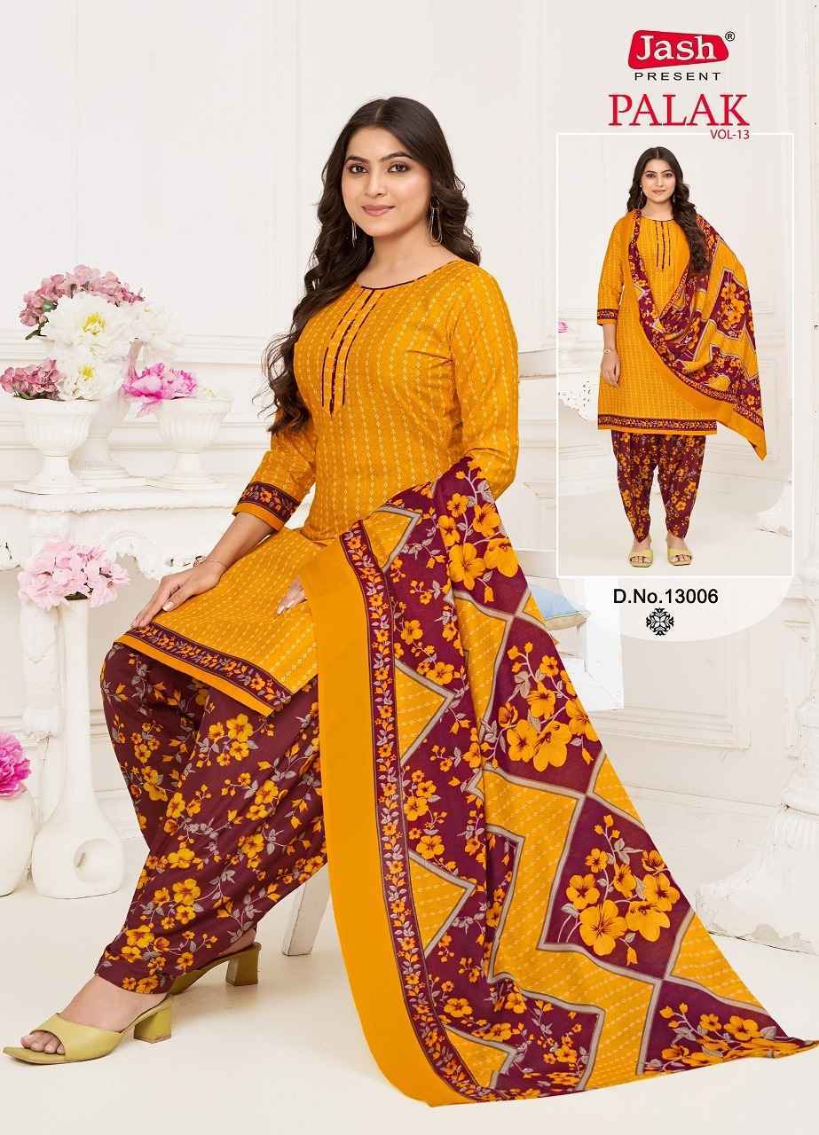 Jash Palak Vol 13 Readymade Cotton Suit Wholesale Price ( 10 Pcs Catalog )