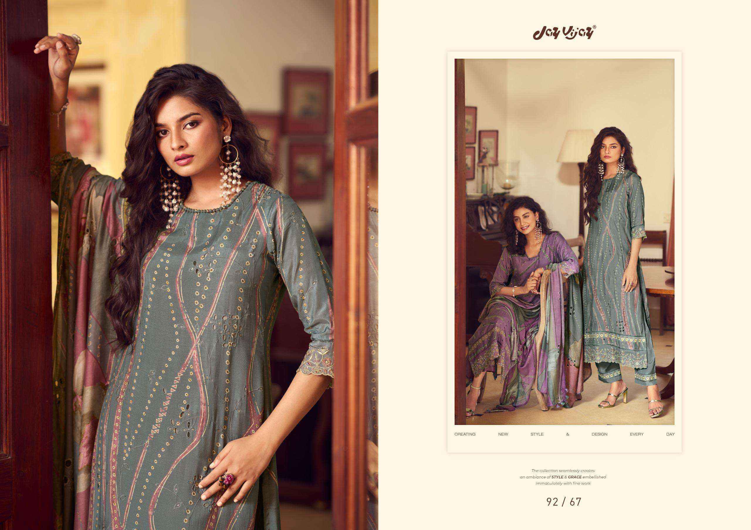 Jay Vijay Aangan Vol 2 Pure Muslin Silk Suit Latest Catalog Suppliers Wholesale Price ( 7 Pcs Catalog )