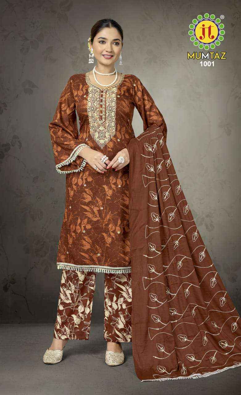 JT COTTON MUMTAZ RAYON DESIGNER WORK SALWAR KAMEEZ ( 5 PCS CATALOG )