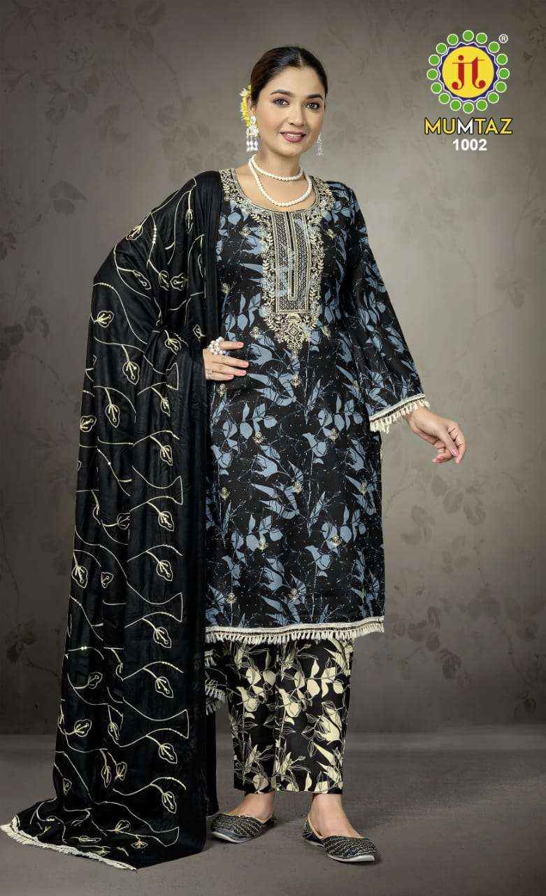 JT COTTON MUMTAZ RAYON DESIGNER WORK SALWAR KAMEEZ ( 5 PCS CATALOG )