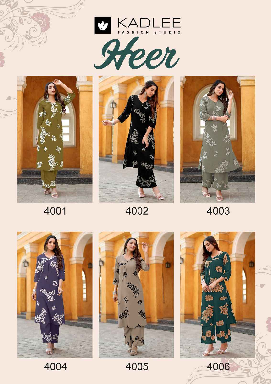 Kadlee Heer Rayon Kurti With Bottom Set Wholesale Price ( 6 Pcs Catalog )