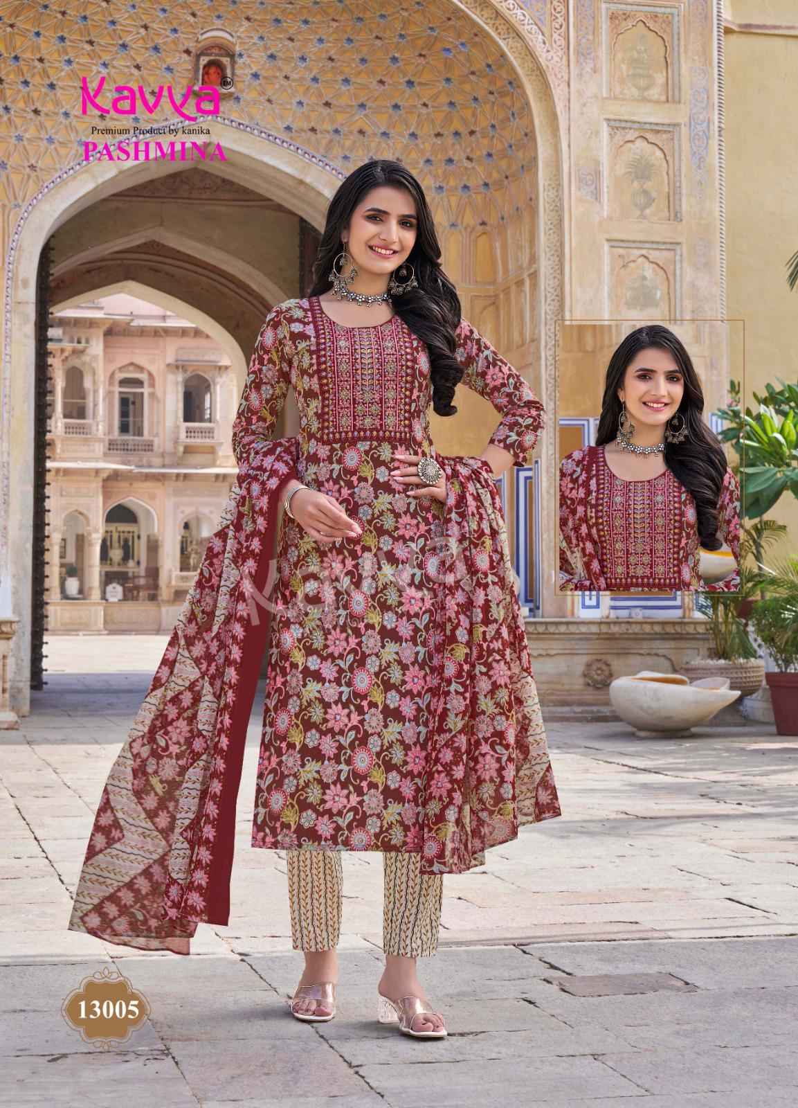 Kavya Pashmina Vol 13 Kurti Pant With Dupatta Collection ( 10 PCS CATALOG )