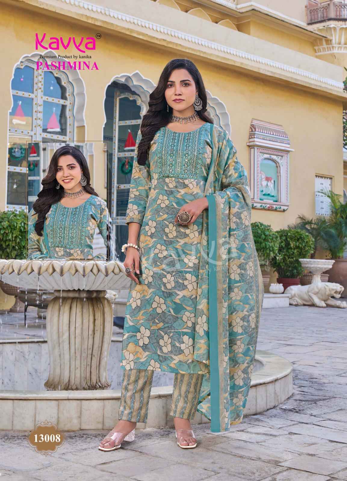 Kavya Pashmina Vol 13 Kurti Pant With Dupatta Collection ( 10 PCS CATALOG )