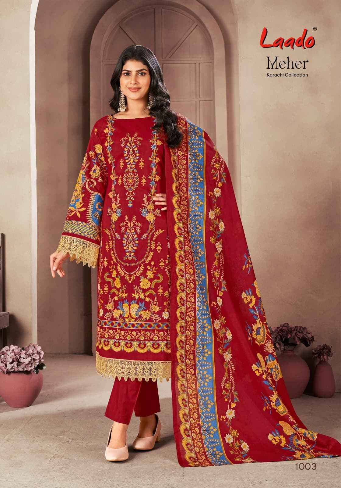 Laado Cotton Meher Vol 1 Lawn Cotton Pakistani Suits ( 6 Pcs Catalogue )