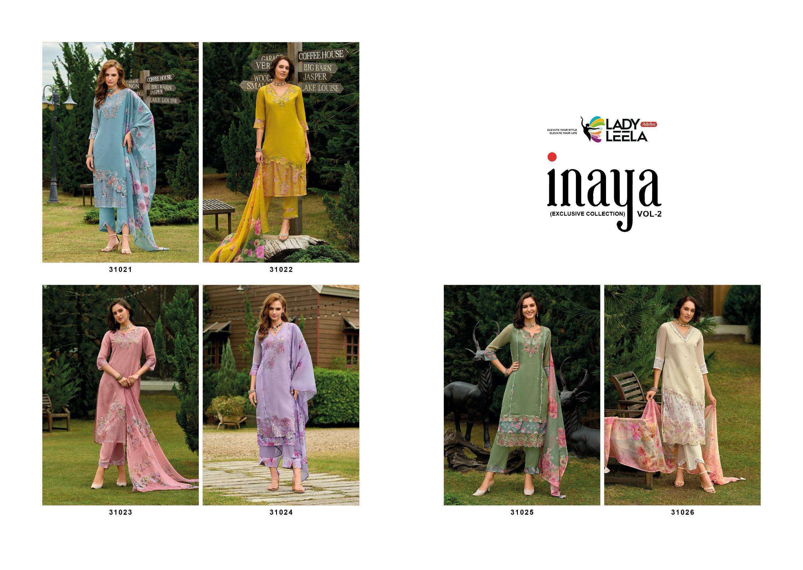 LADY LEELA INAYA VOL 2 ORGANZA BEAUTIFUL READYMADE SUIT WHOLESALE PRICE ( 6 PCS CATALOG )